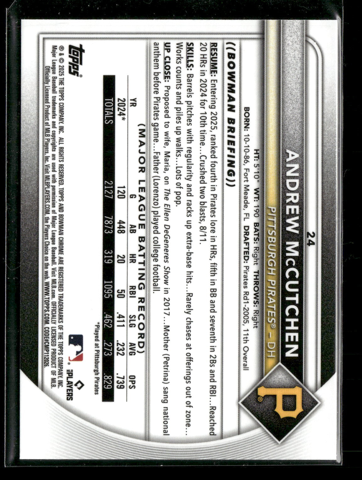 2025 Bowman Chrome Andrew McCutchen #24