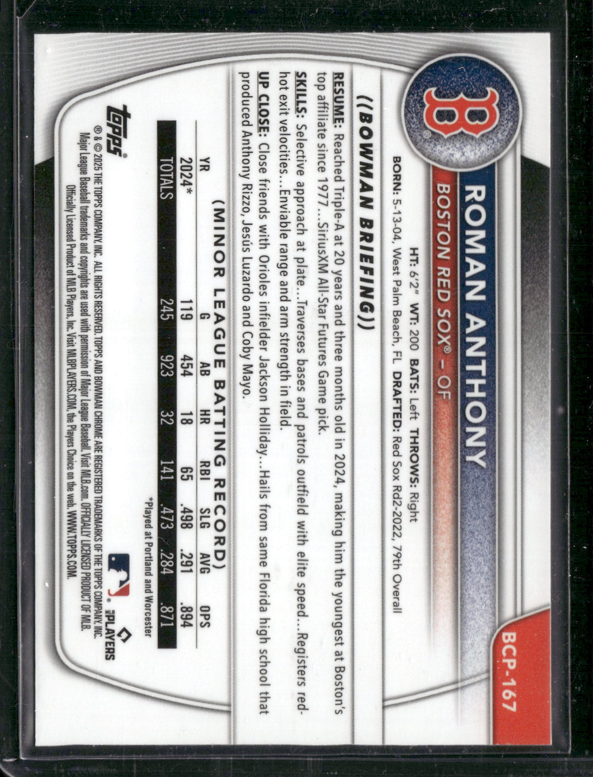 2025 Bowman Chrome Roman Anthony #BCP-167 Mega Box Mojo Refractor