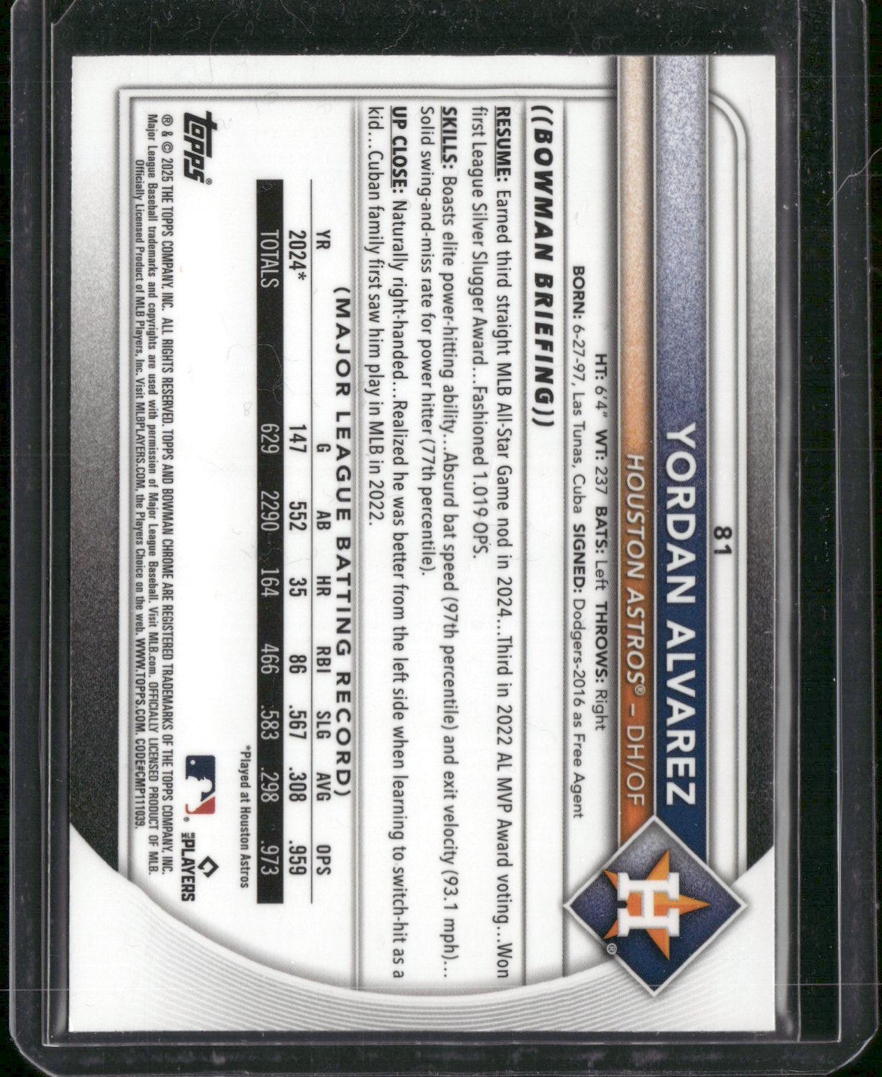 2025 Bowman Chrome Yordan Alvarez #81 Mega Box Mojo Refractor