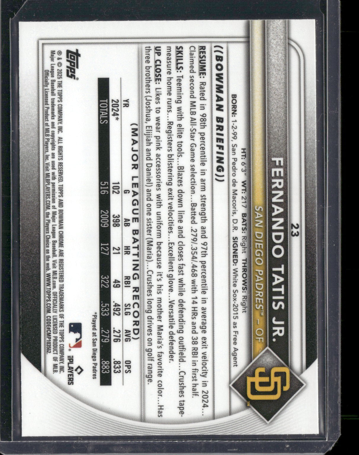 2025 Bowman Chrome Fernando Tatis Jr. #23 Mega Box Mojo Refractor
