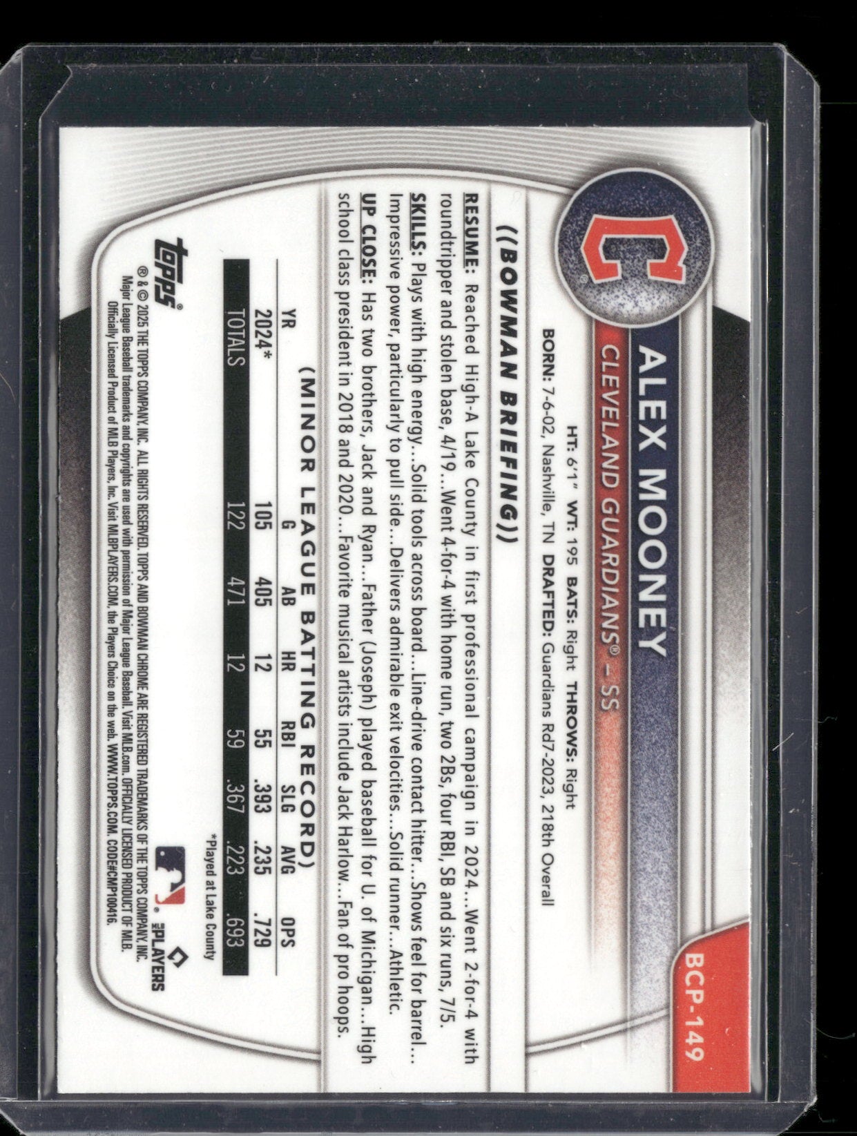 2025 Bowman Chrome Alex Mooney #BCP-149 1st Bowman