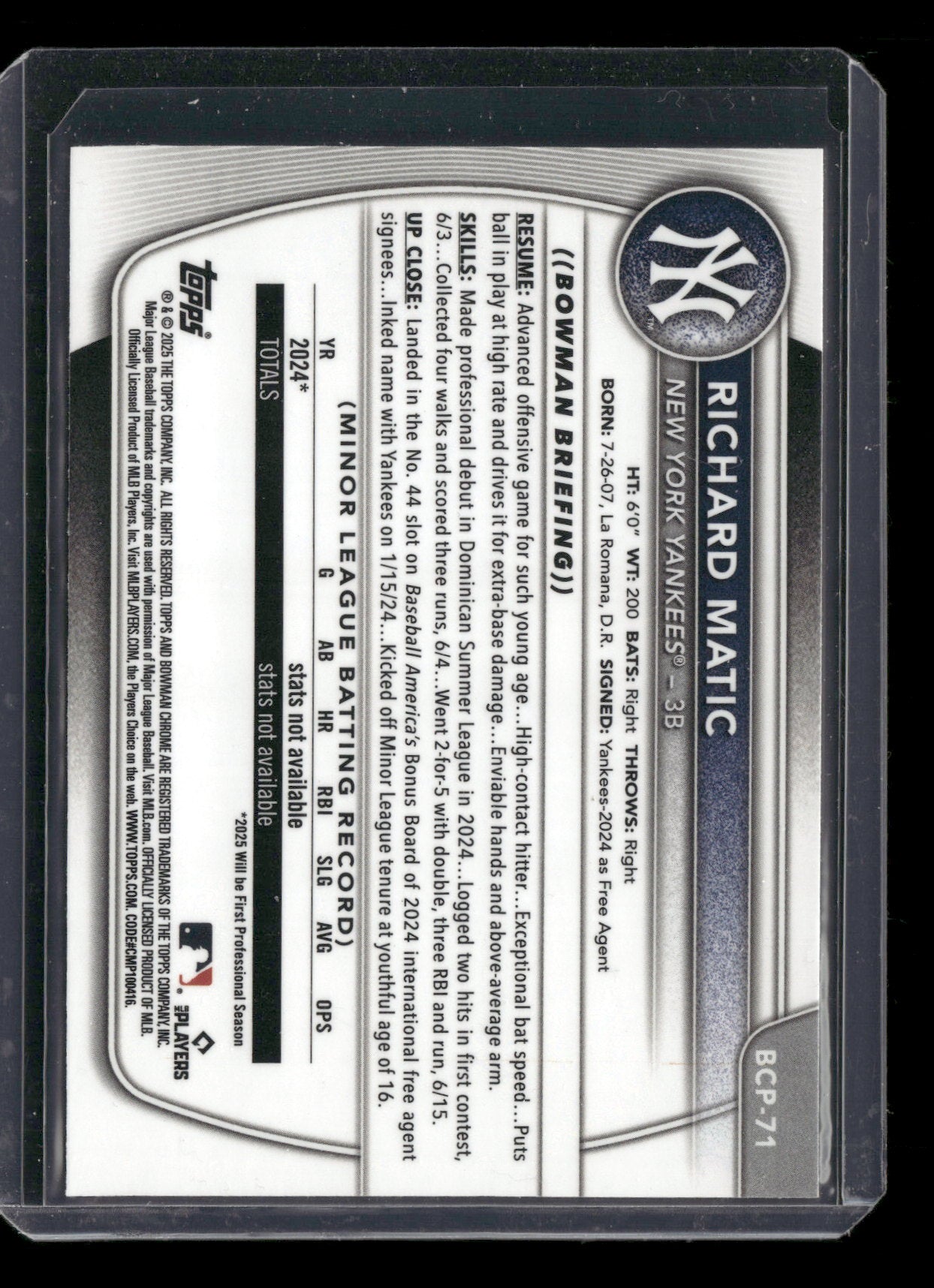 2025 Bowman Chrome Richard Matic #BCP-71 1st Bowman