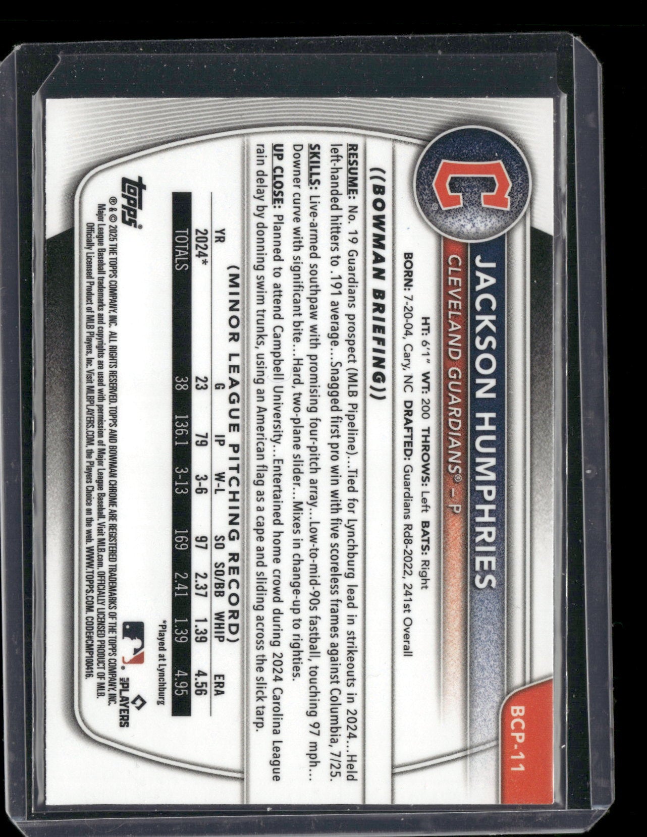 2025 Bowman Chrome Jackson Humphries #BCP-11 1st Bowman