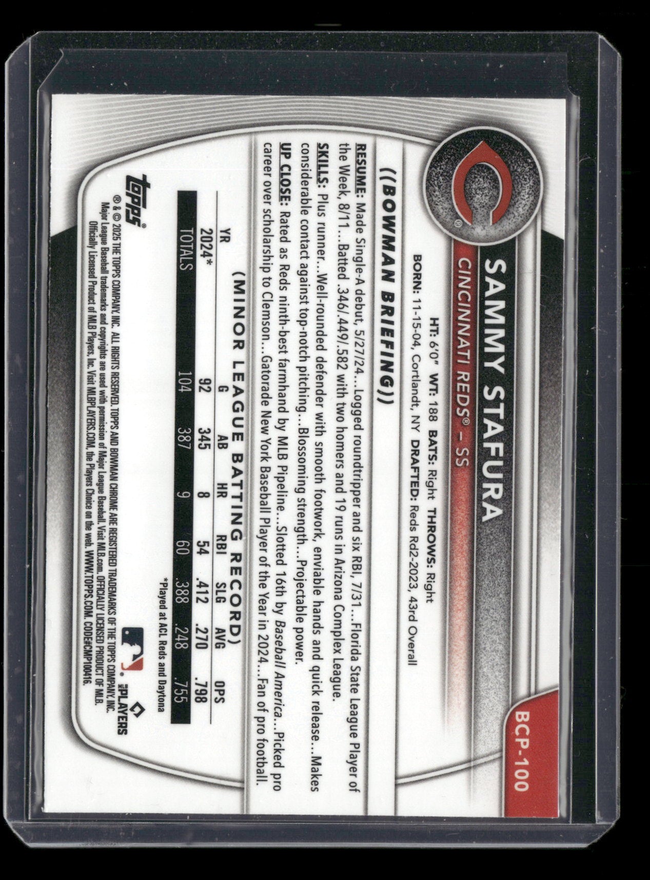 2025 Bowman Chrome Sammy Stafura #BCP-100 1st Bowman