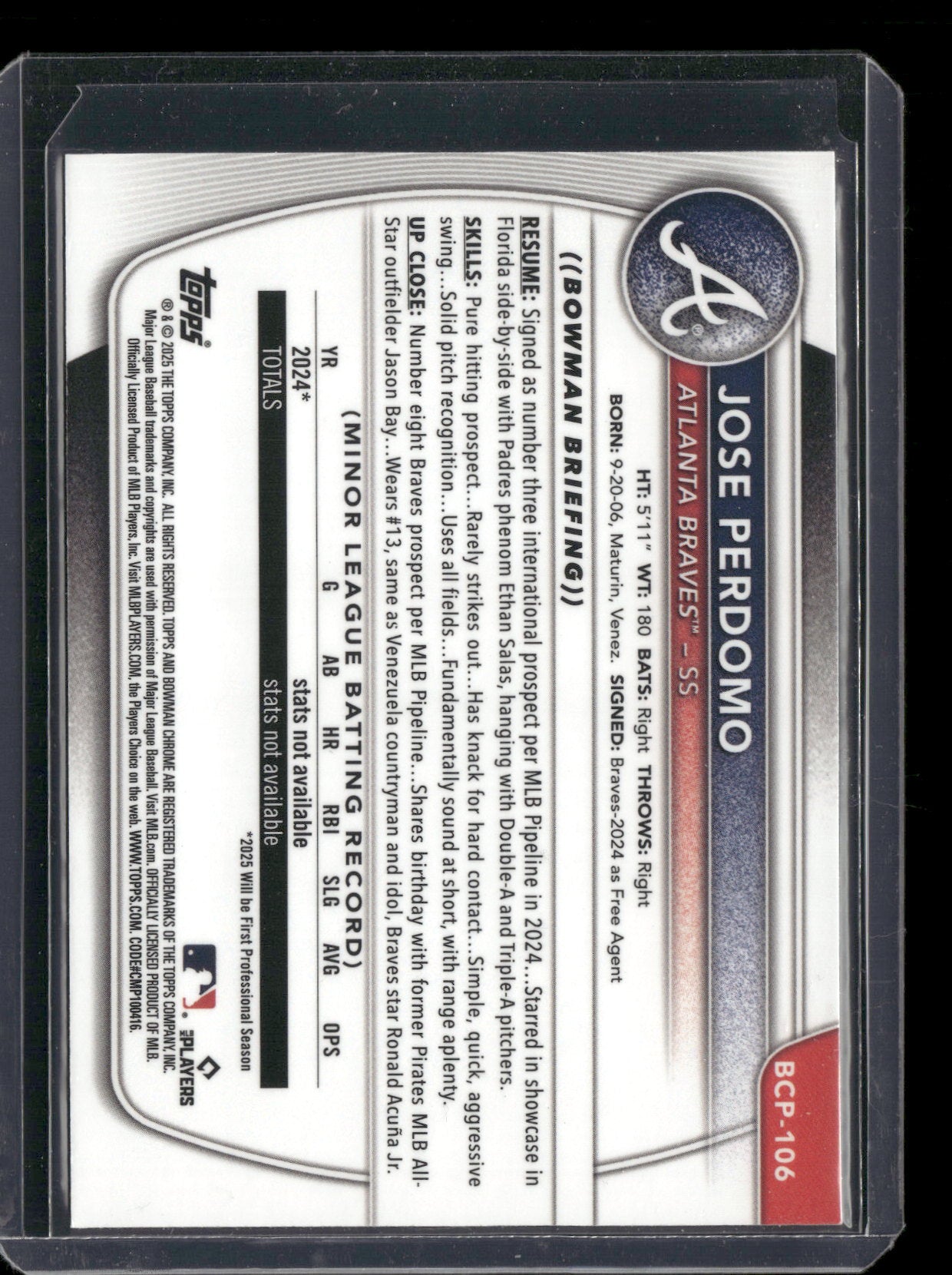 2025 Bowman Chrome Jose Perdomo #BCP-106