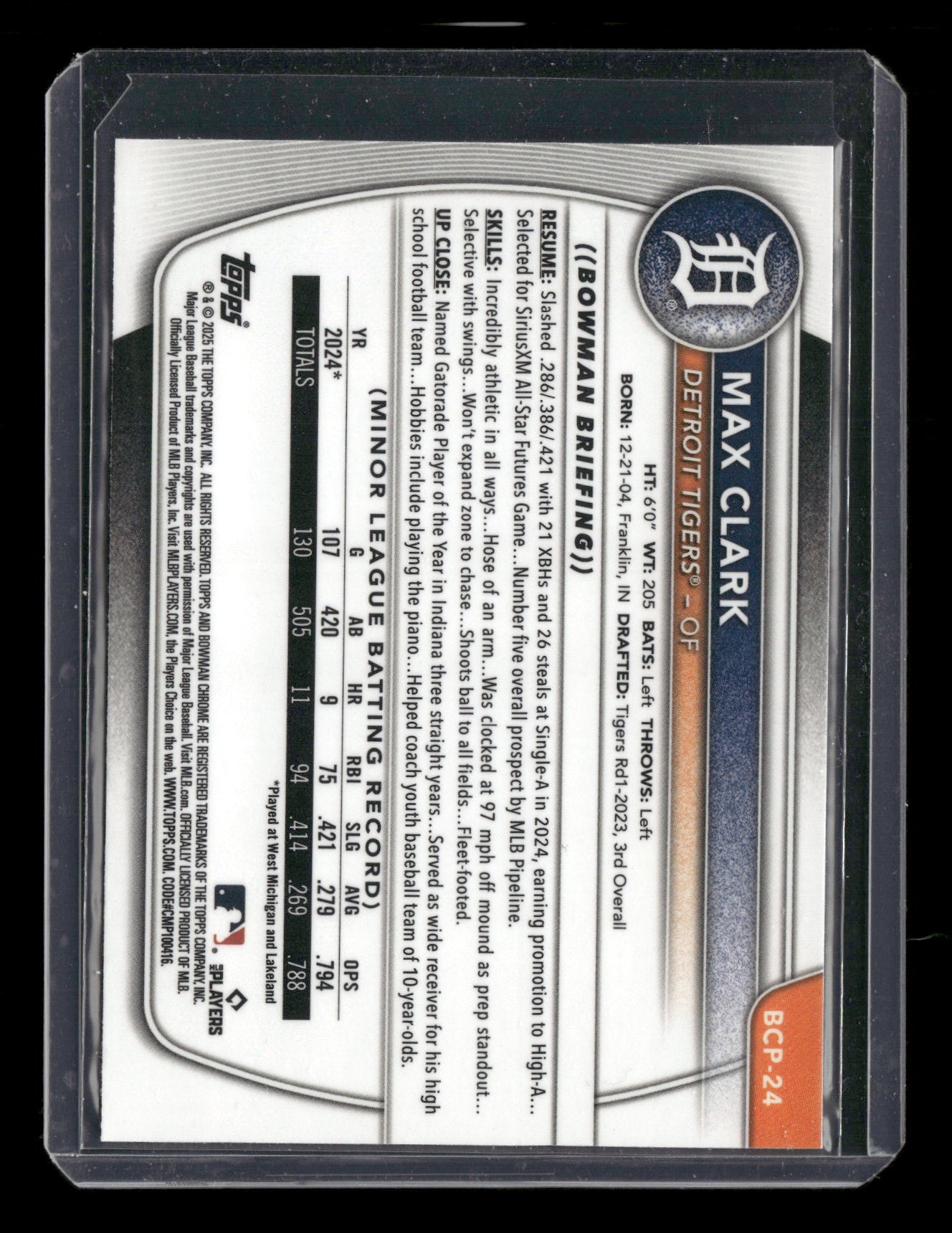 2025 Bowman Chrome Max Clark #BCP-24