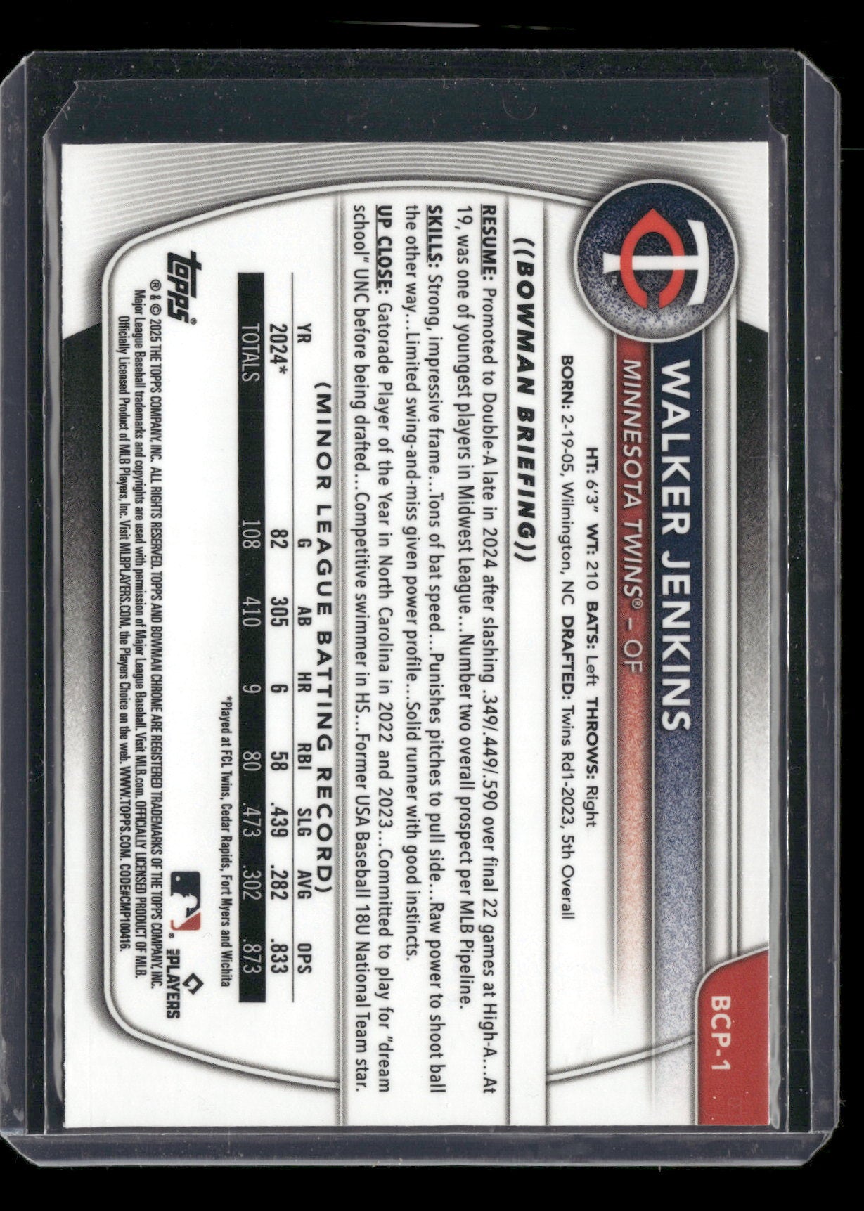 2025 Bowman Chrome Walker Jenkins #BCP-1