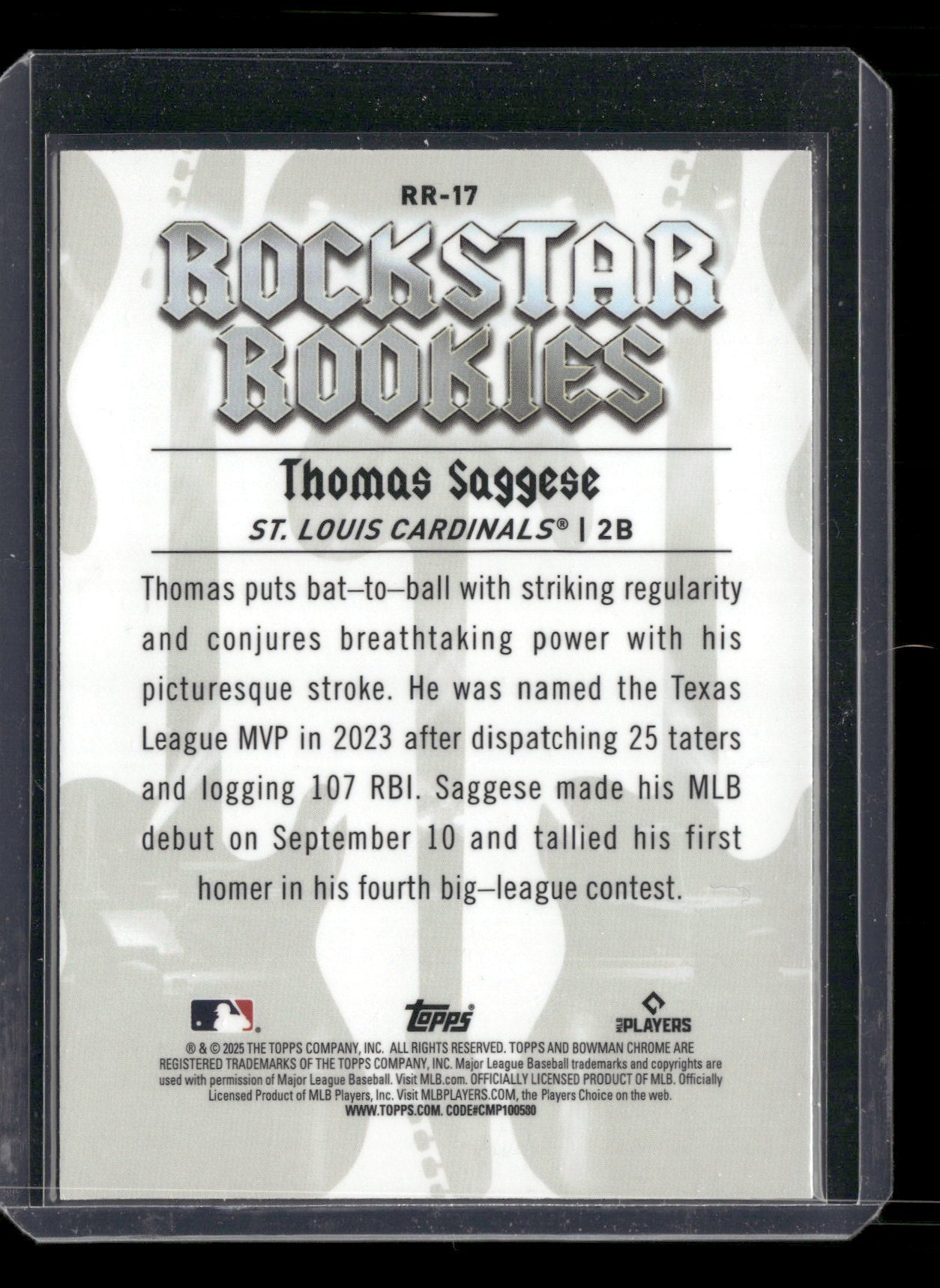 2025 Bowman Chrome Thomas Saggese #RR-17 Rockstar Rookies RC