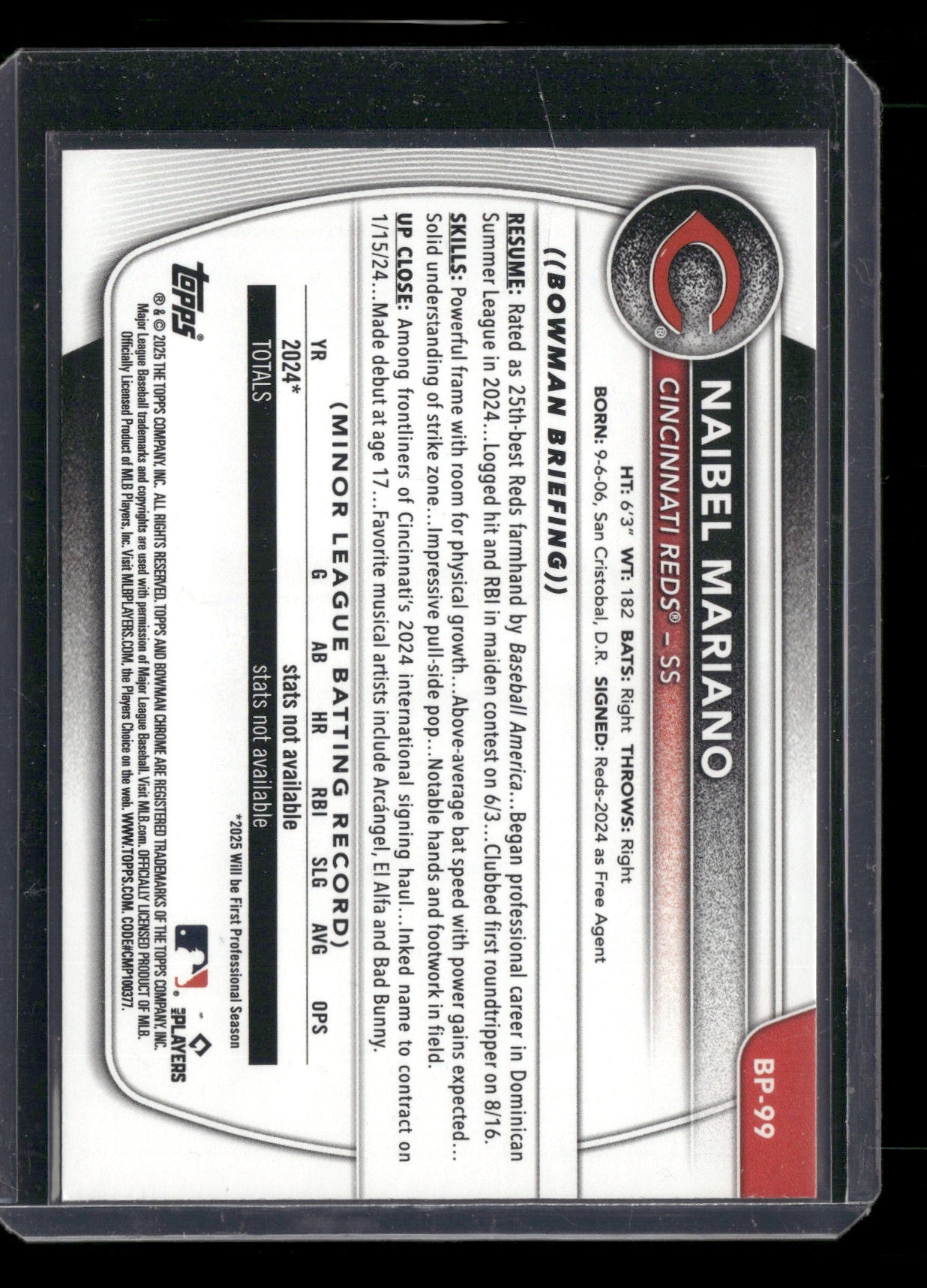 2025 Bowman Naibel Mariano #BP-99 Purple /250 1st Bowman