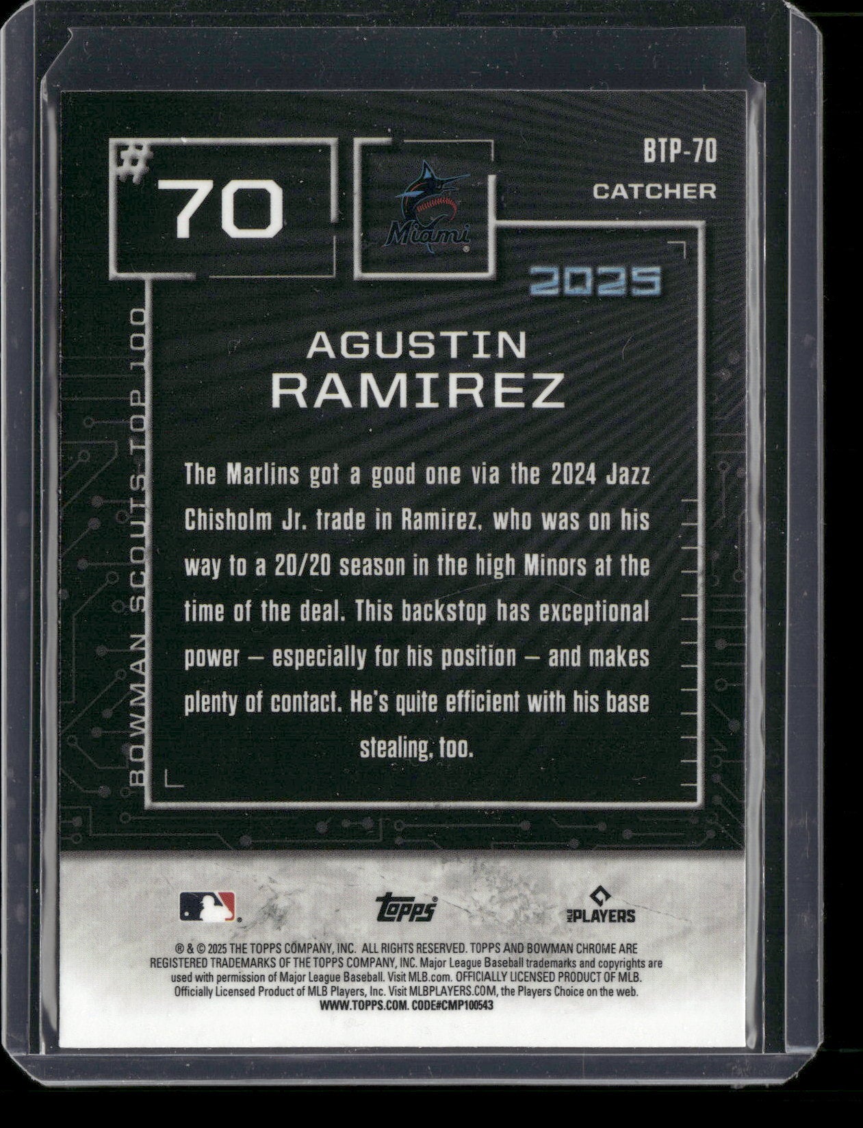 2025 Bowman Chrome Agustin Ramirez #BTP-70 Bowman Scouts Top 100