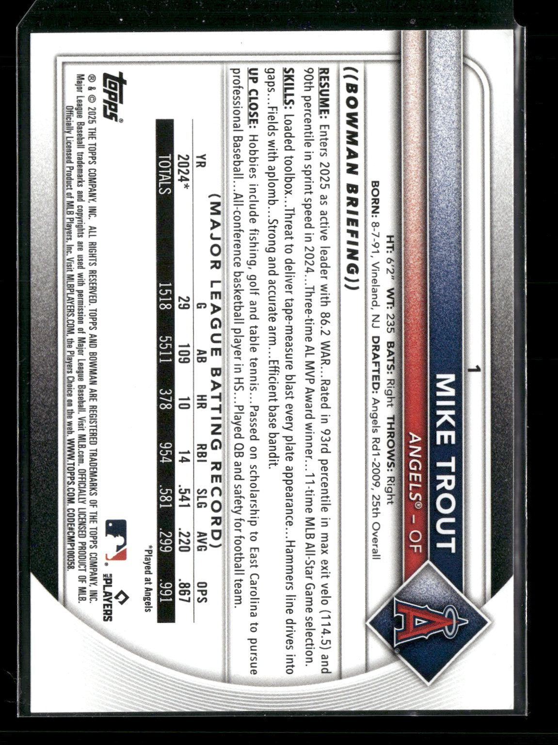 2025 Bowman Mike Trout #1