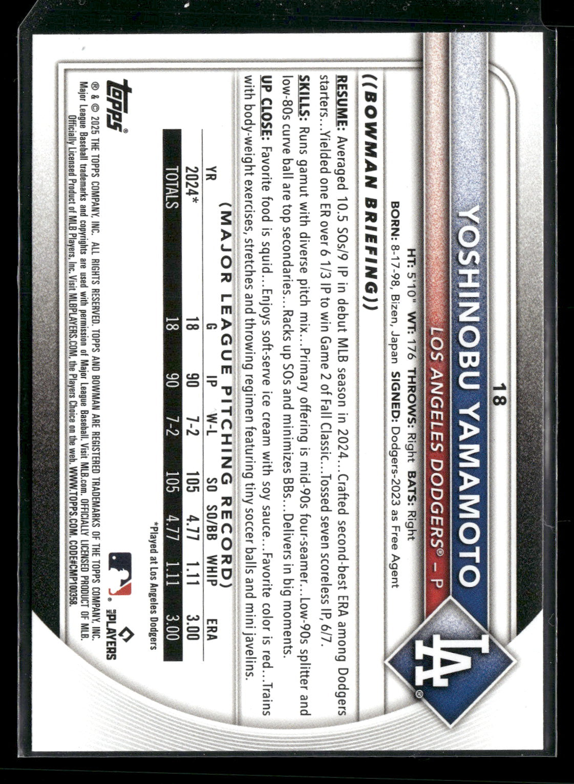 2025 Bowman Yoshinobu Yamamoto #18