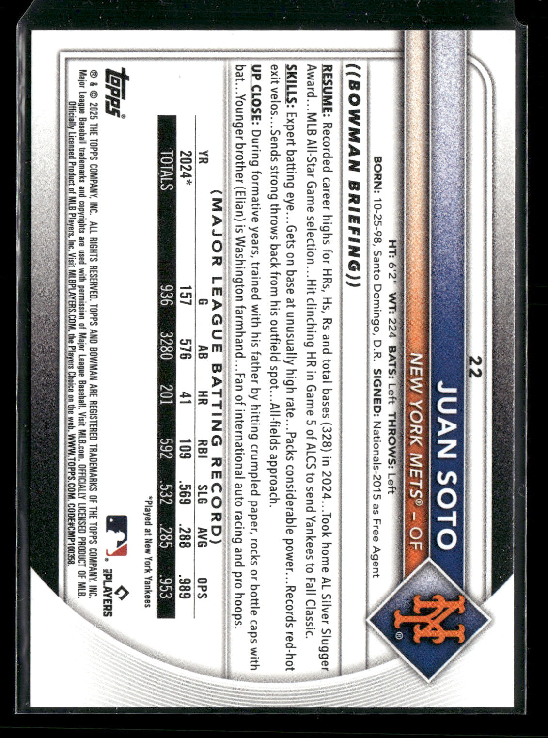 2025 Bowman Juan Soto #22
