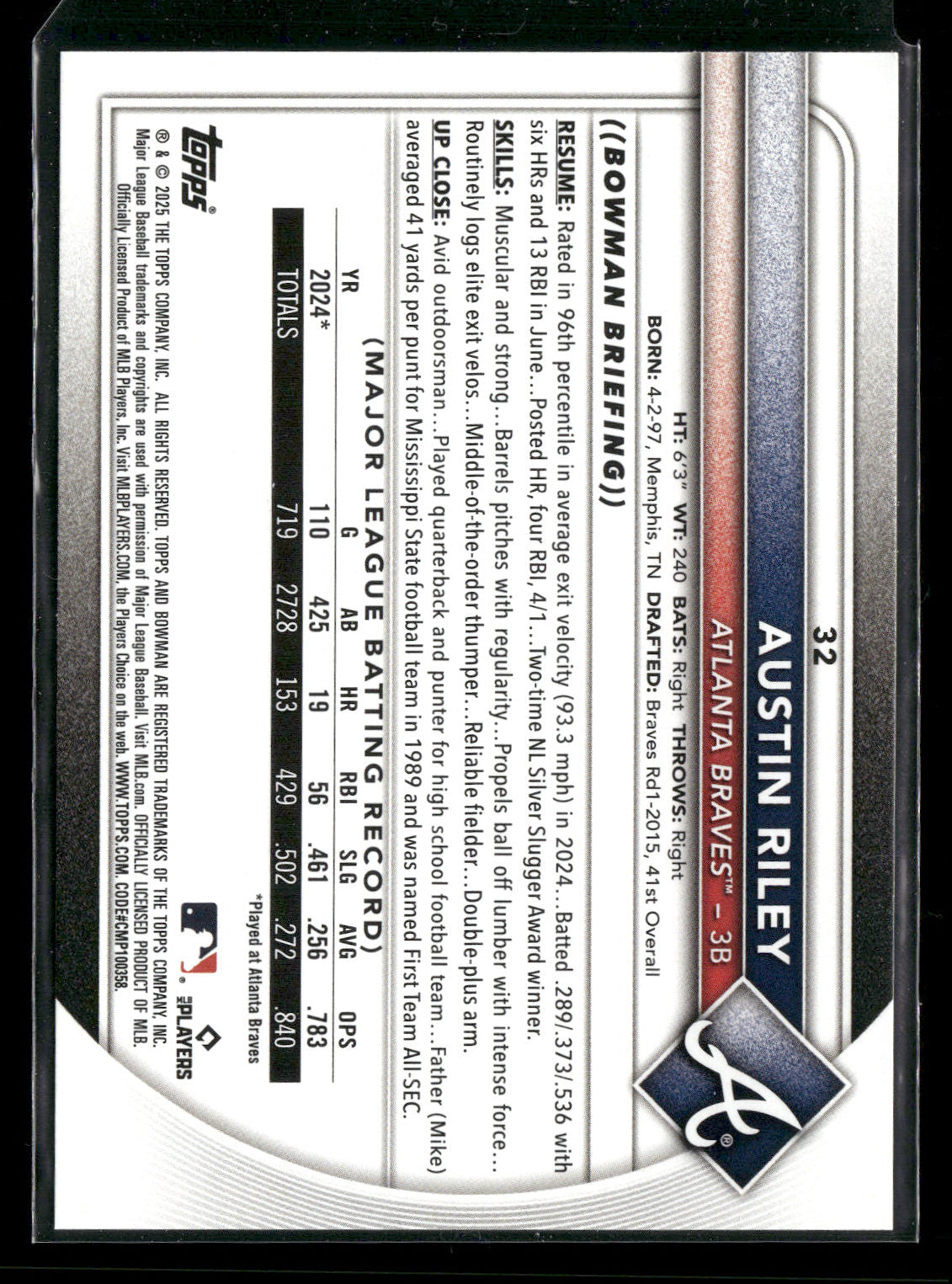 2025 Bowman Austin Riley #32