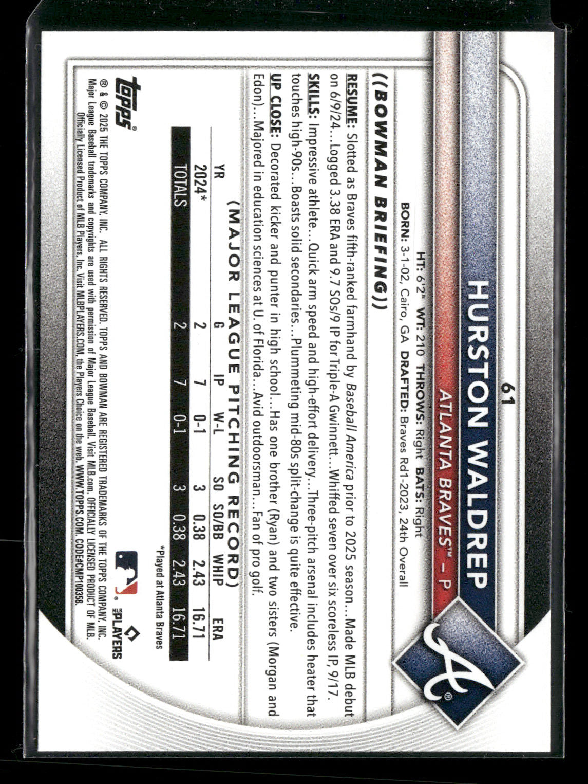2025 Bowman Hurston Waldrep #61 RC