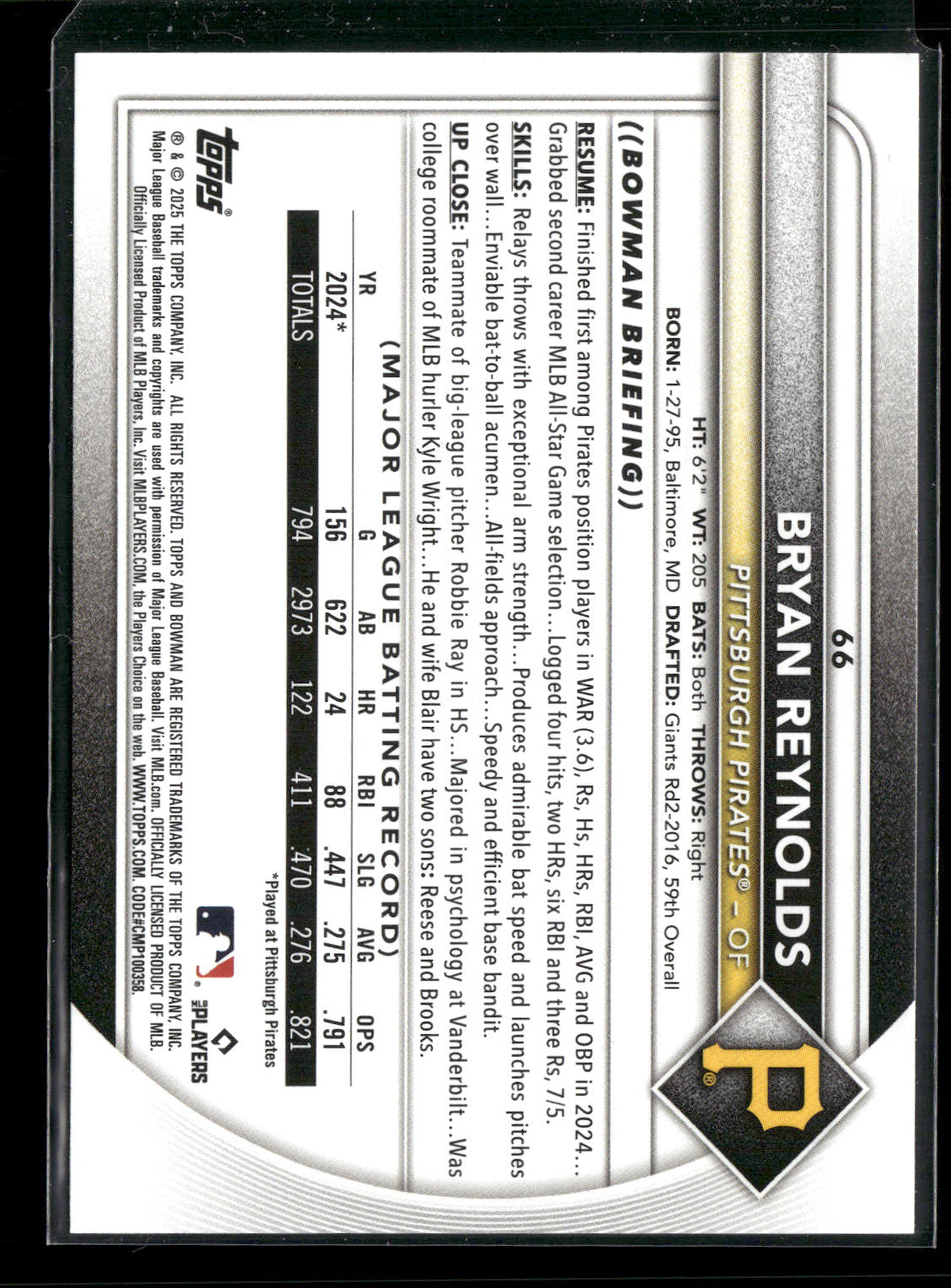 2025 Bowman Bryan Reynolds #66