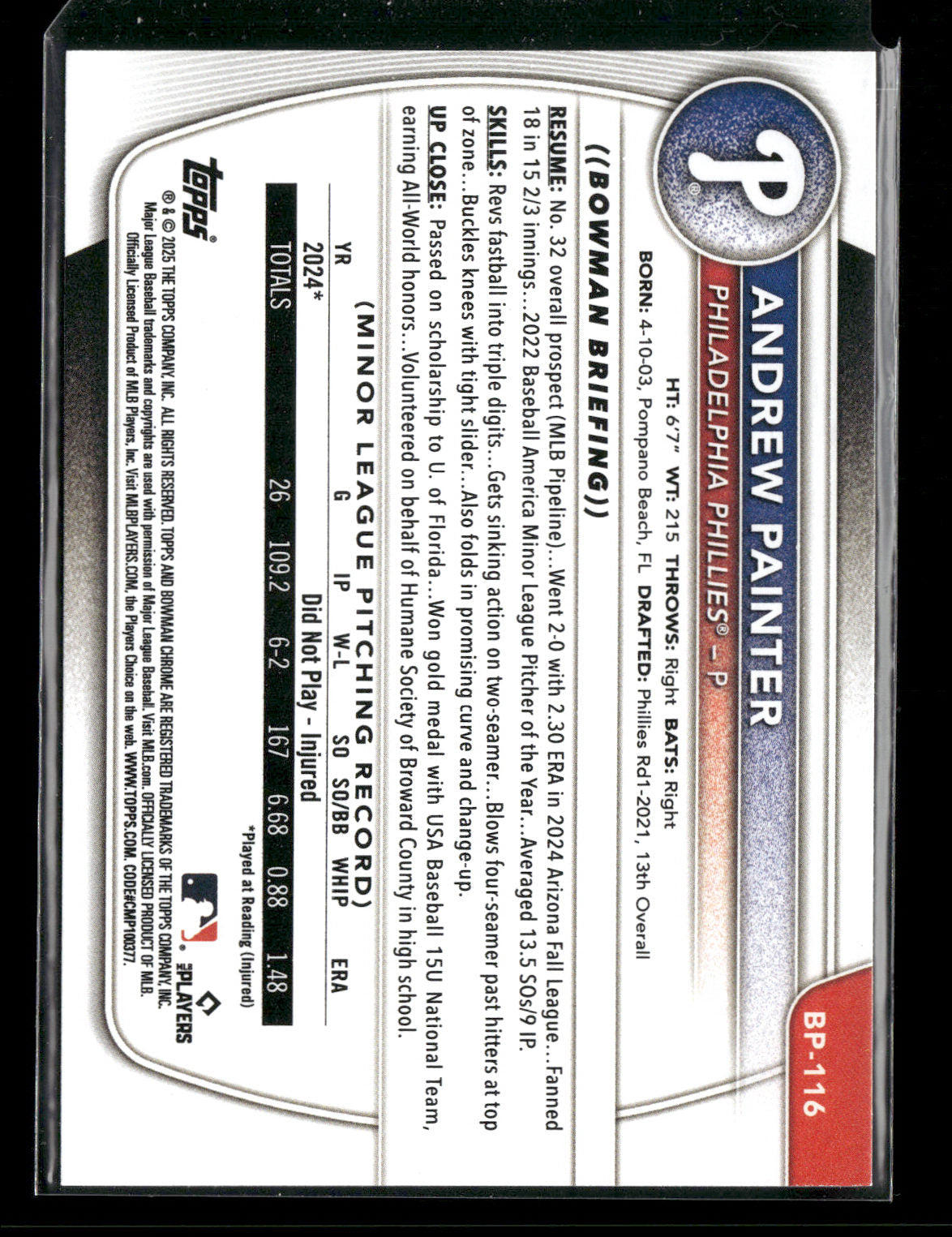 2025 Bowman Andrew Painter #BP-116