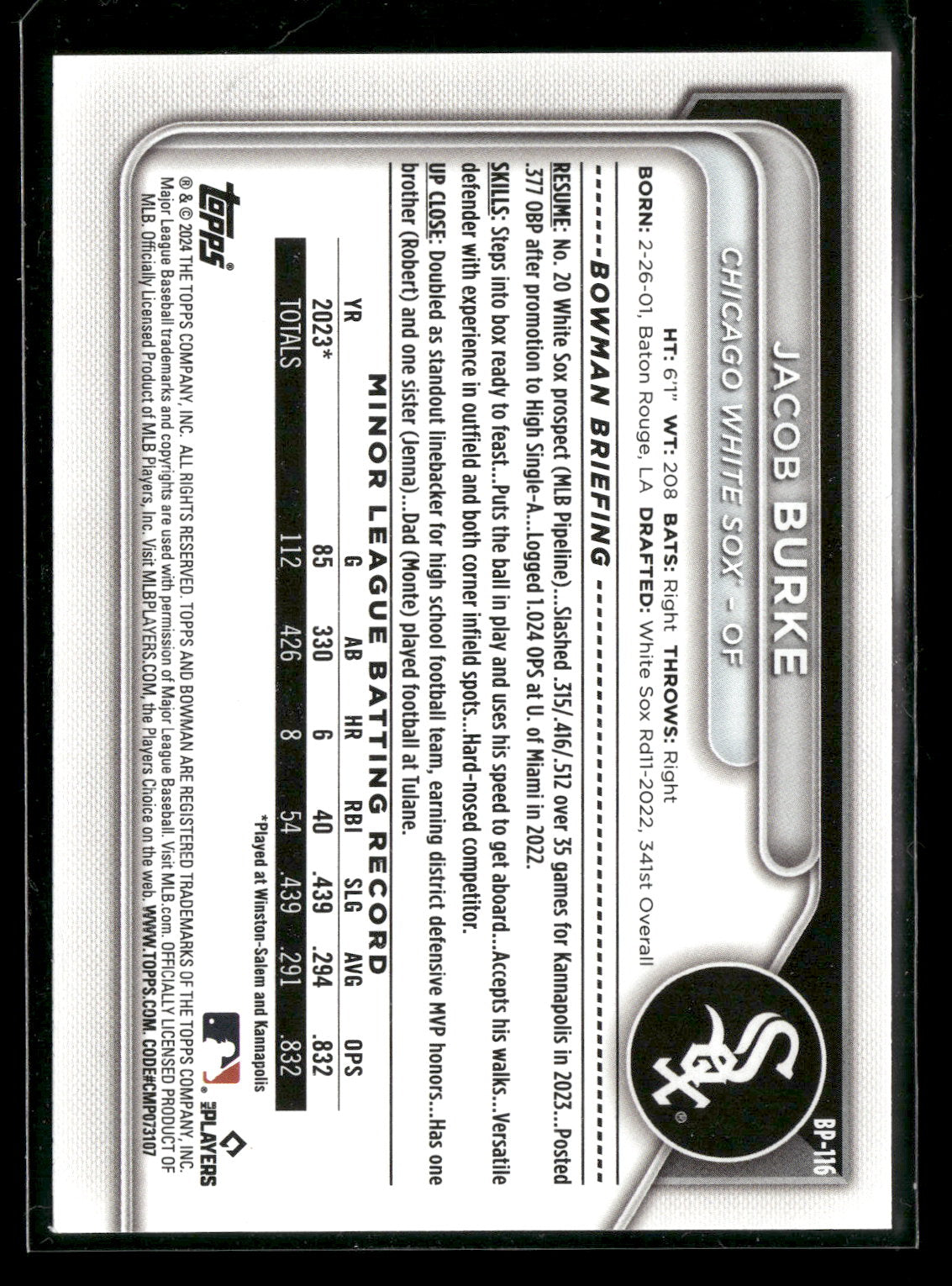 2024 Bowman Jacob Burke #BP-116 1st Bowman