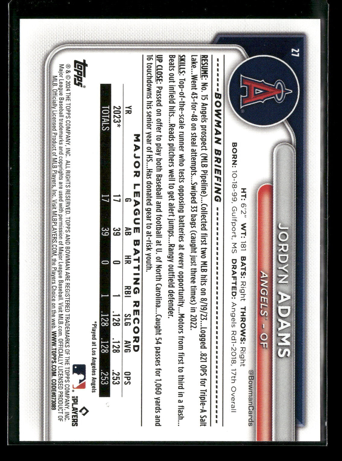 2024 Bowman Jordyn Adams #27 RC