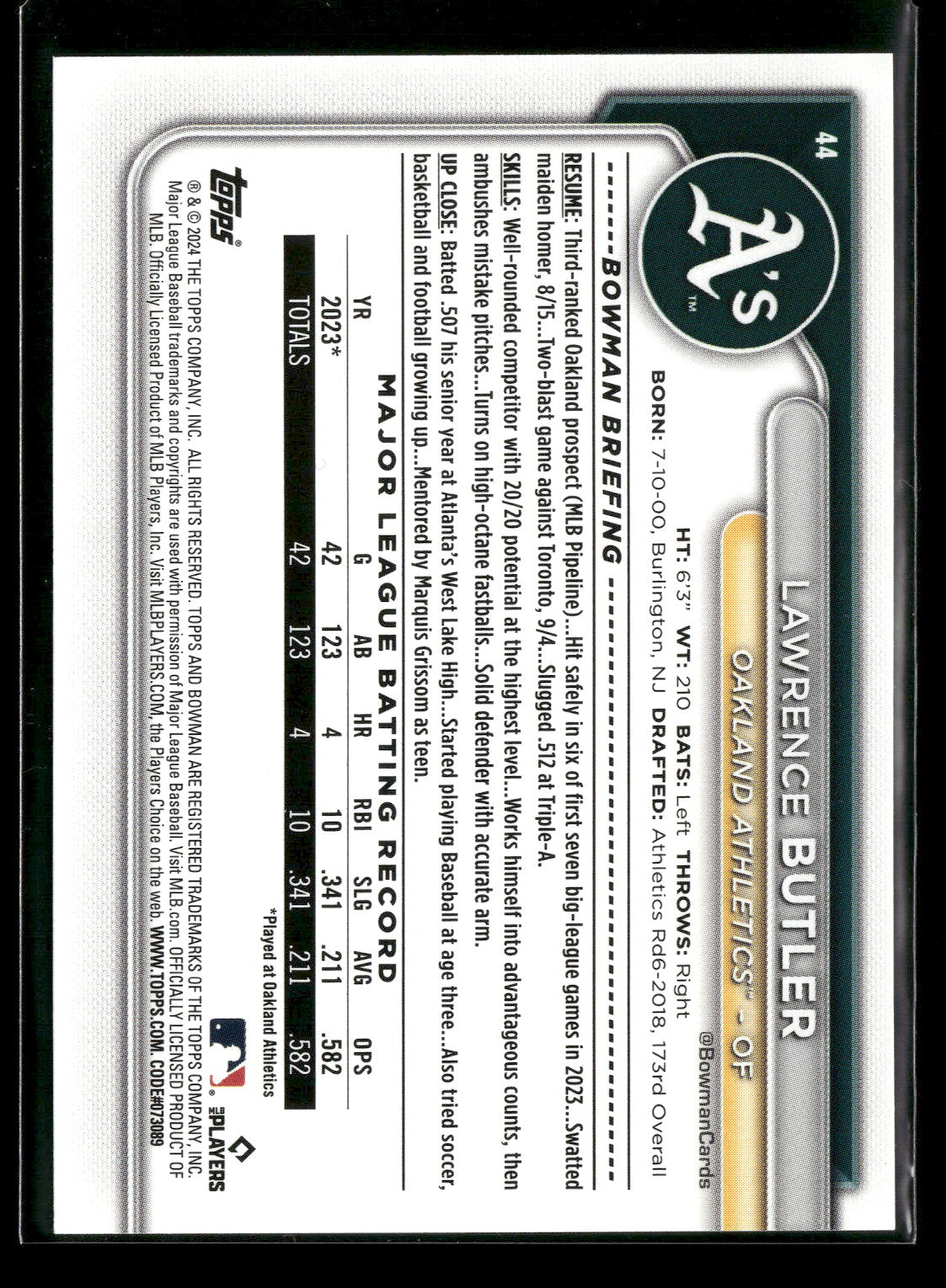 2024 Bowman Lawrence Butler #44 RC
