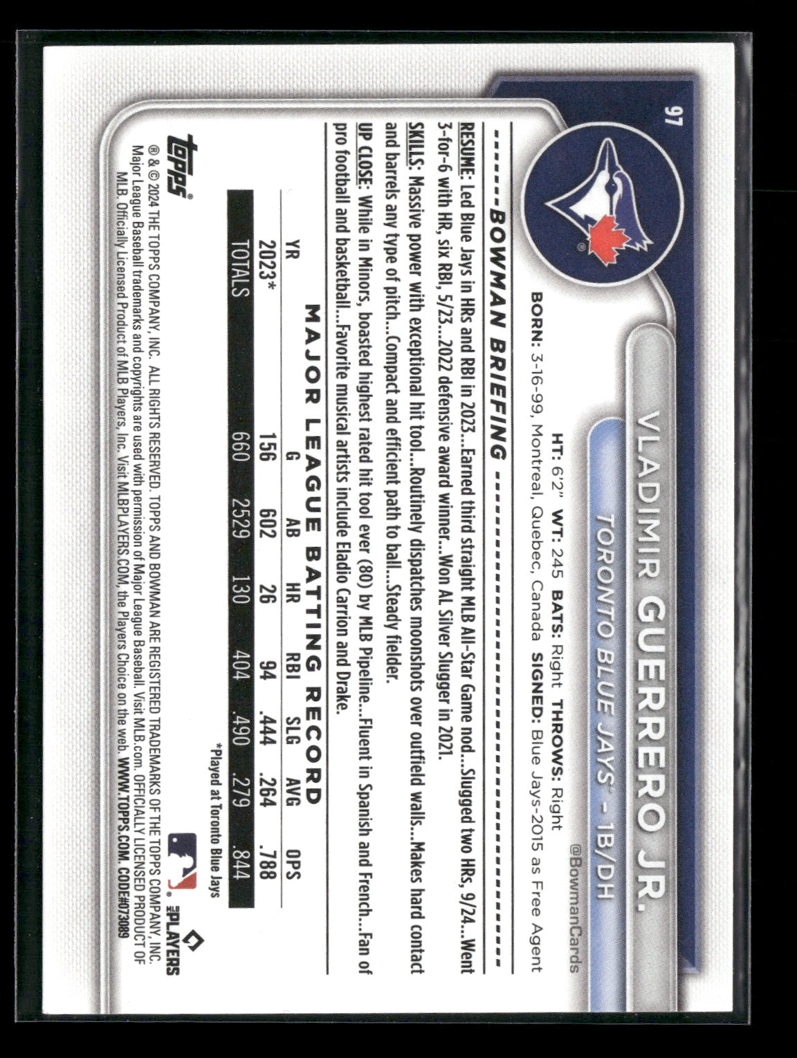2024 Bowman Vladimir Guerrero Jr. #97