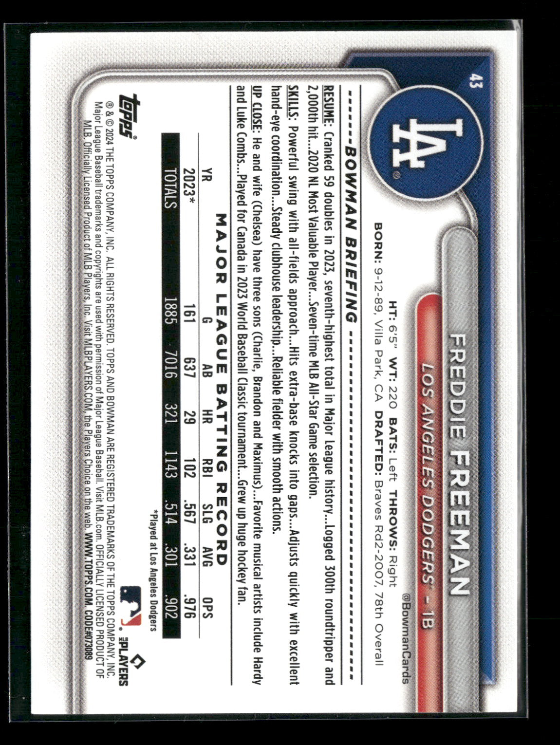 2024 Bowman Freddie Freeman #43