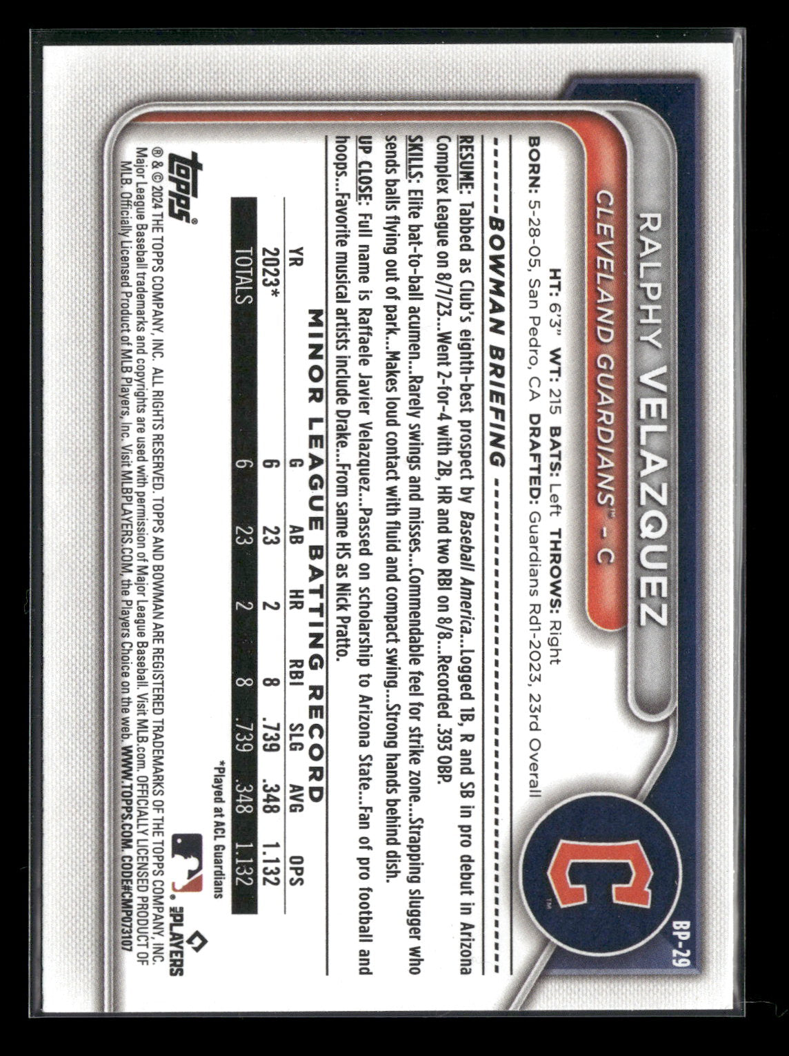 2024 Bowman Ralphy Velazquez #BP-29
