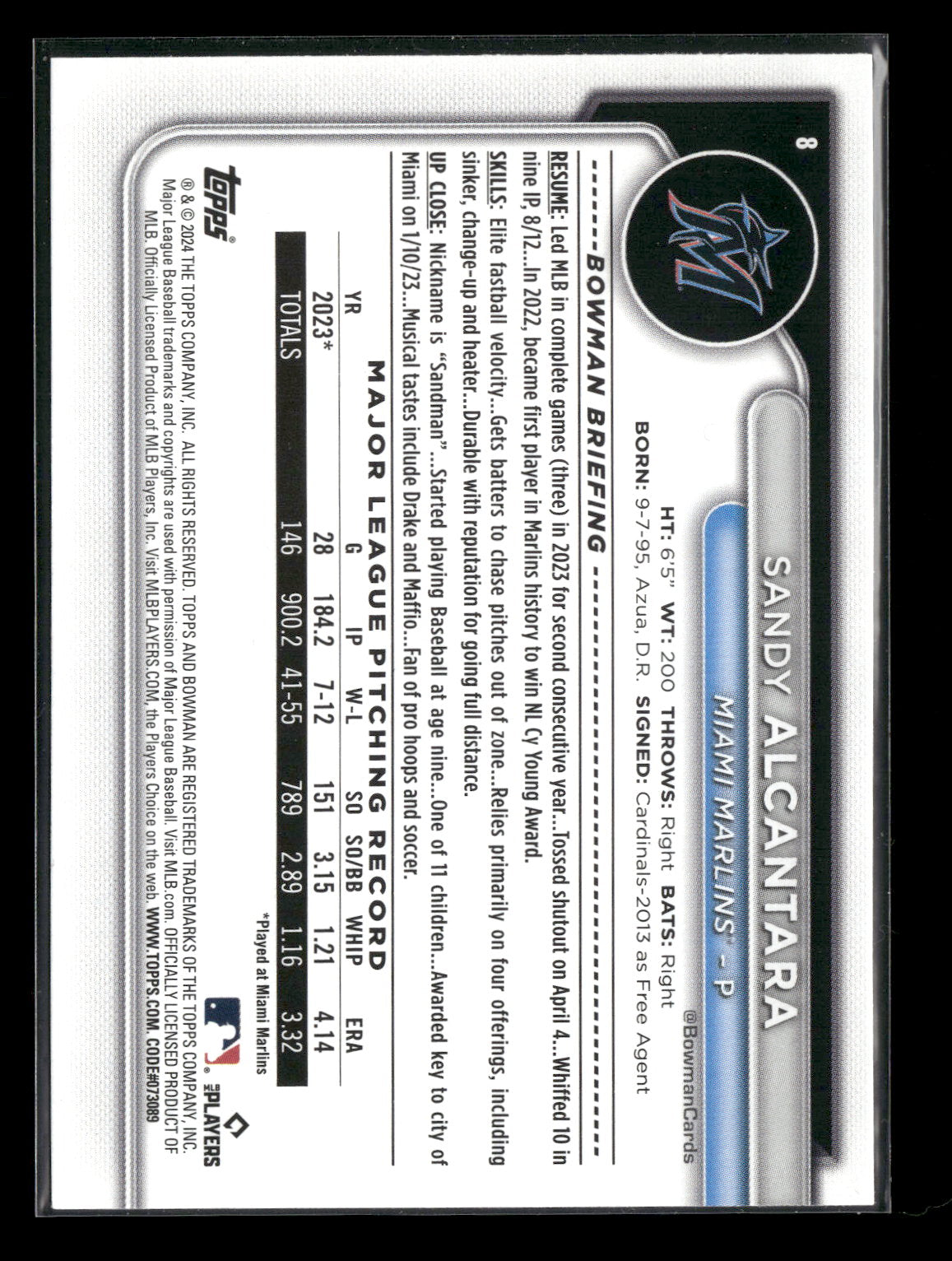 2024 Bowman Sandy Alcantara #8