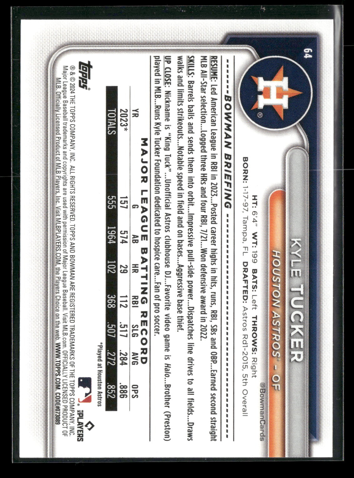 2024 Bowman Kyle Tucker #64