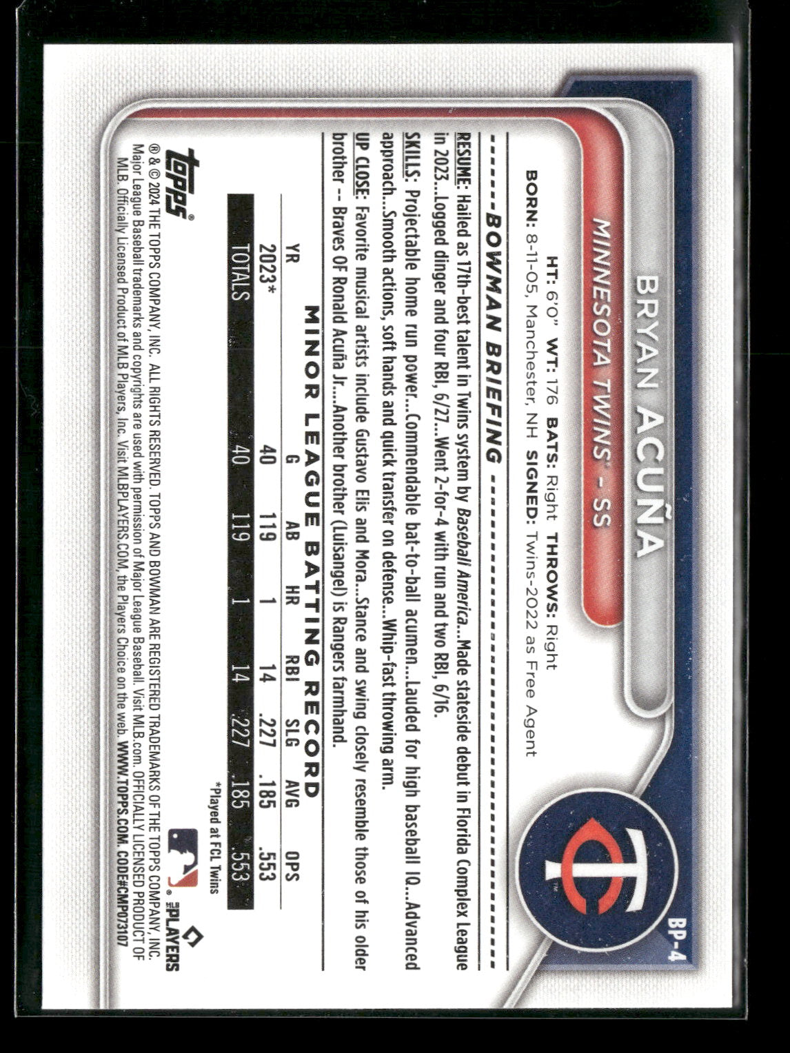 2024 Bowman Bryan Acuña #BP-4