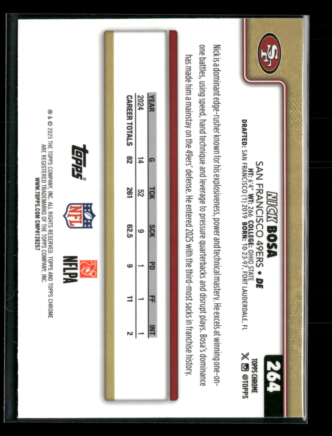 2025 Topps Chrome Football Nick Bosa #264