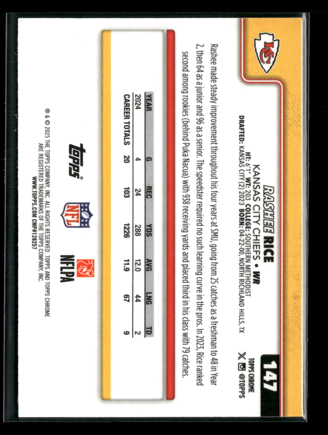 2025 Topps Chrome Football Rashee Rice #147