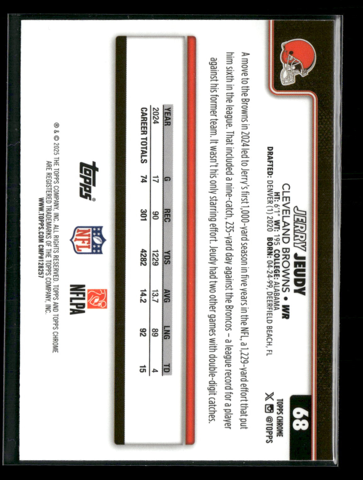 2025 Topps Chrome Football Jerry Jeudy #68