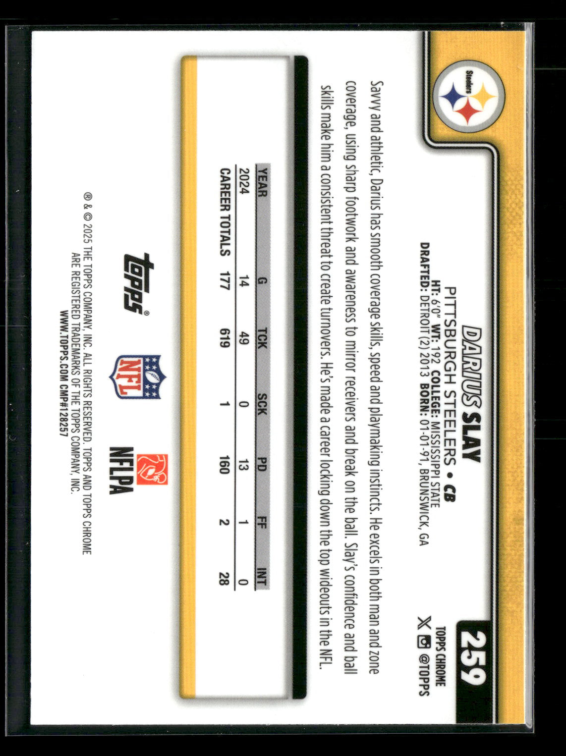 2025 Topps Chrome Football Darius Slay #259