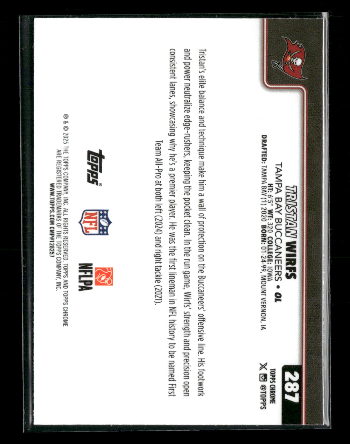 2025 Topps Chrome Football Tristan Wirfs #287