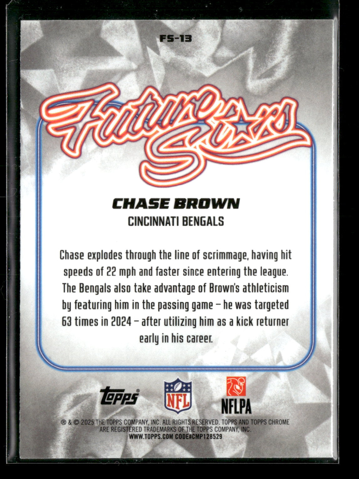 2025 Topps Chrome Football Chase Brown #FS-13 Future Stars