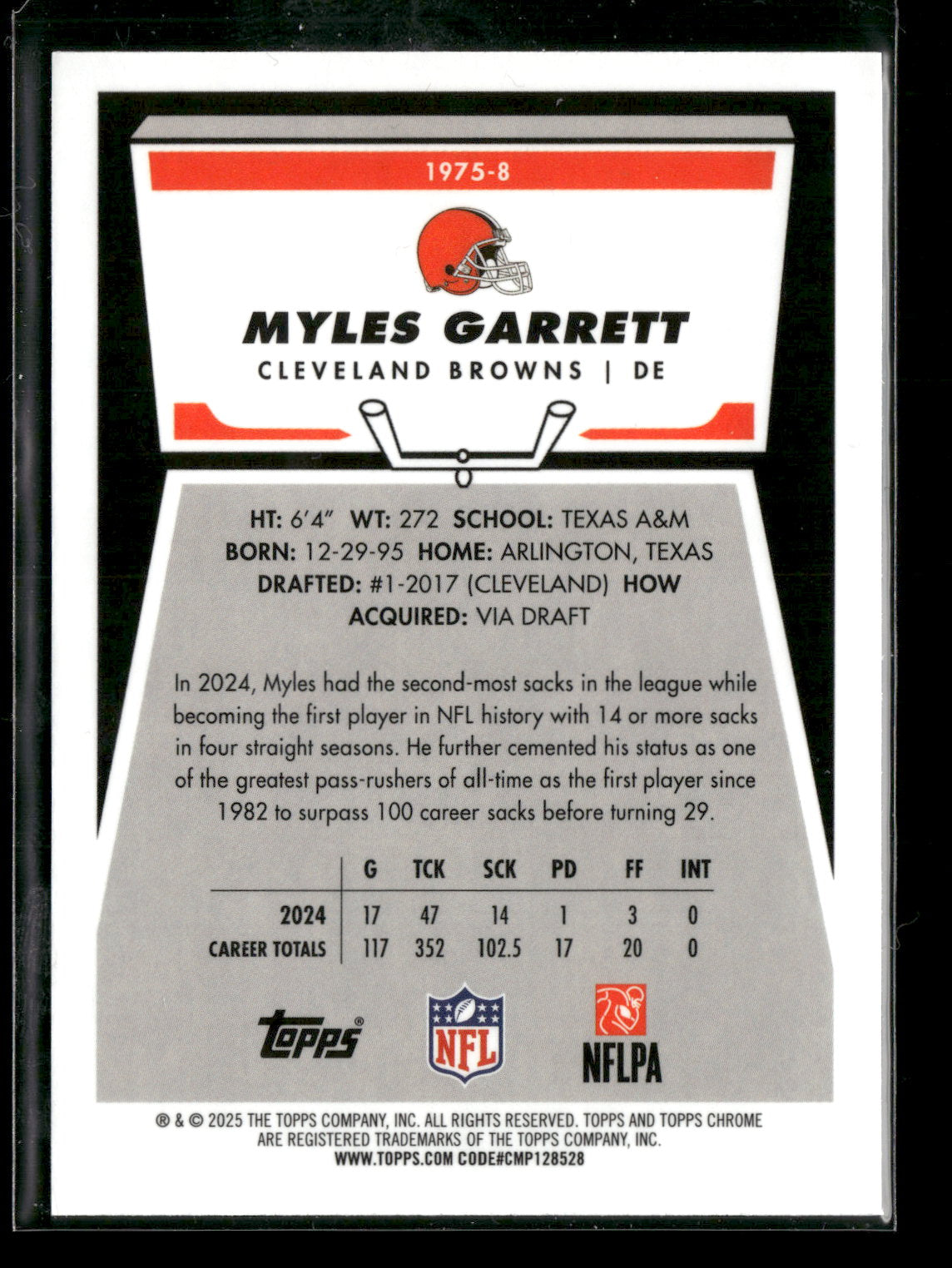 2025 Topps Chrome Football Myles Garrett #1975-8 1975 Topps