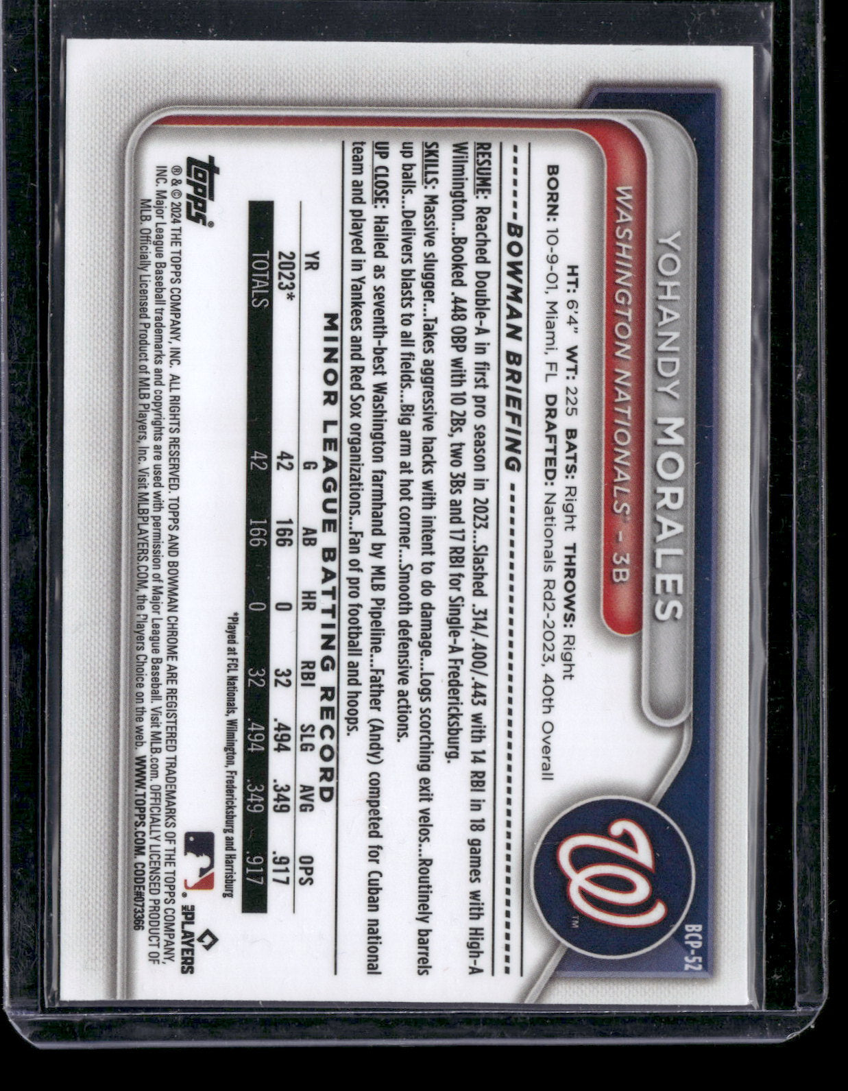 2024 Bowman Chrome Yohandy Morales #BCP-52 Mega Box Mojo Refractor 1st Bowman