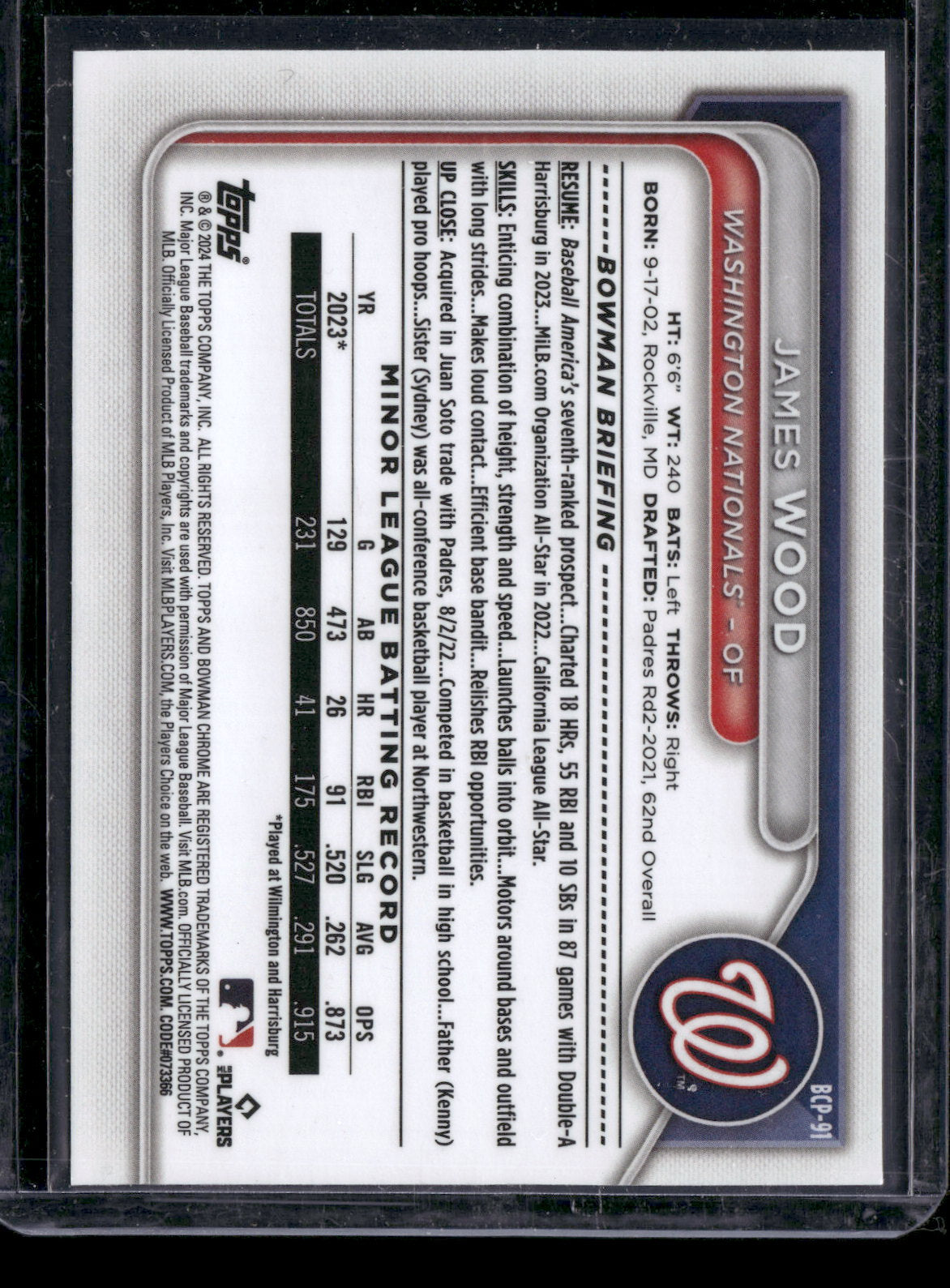 2024 Bowman Chrome James Wood #BCP-91 Mega Box Mojo Refractor