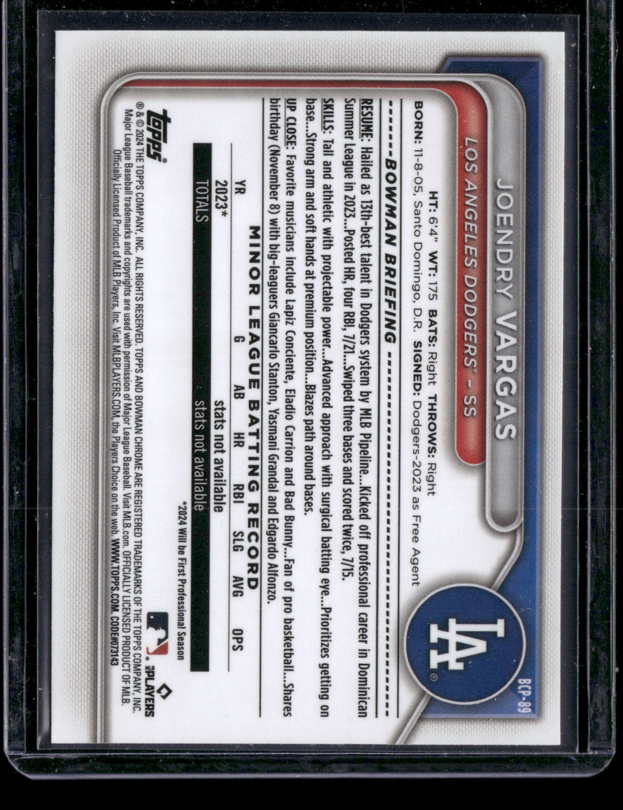 2024 Bowman Chrome Joendry Vargas #BCP-89