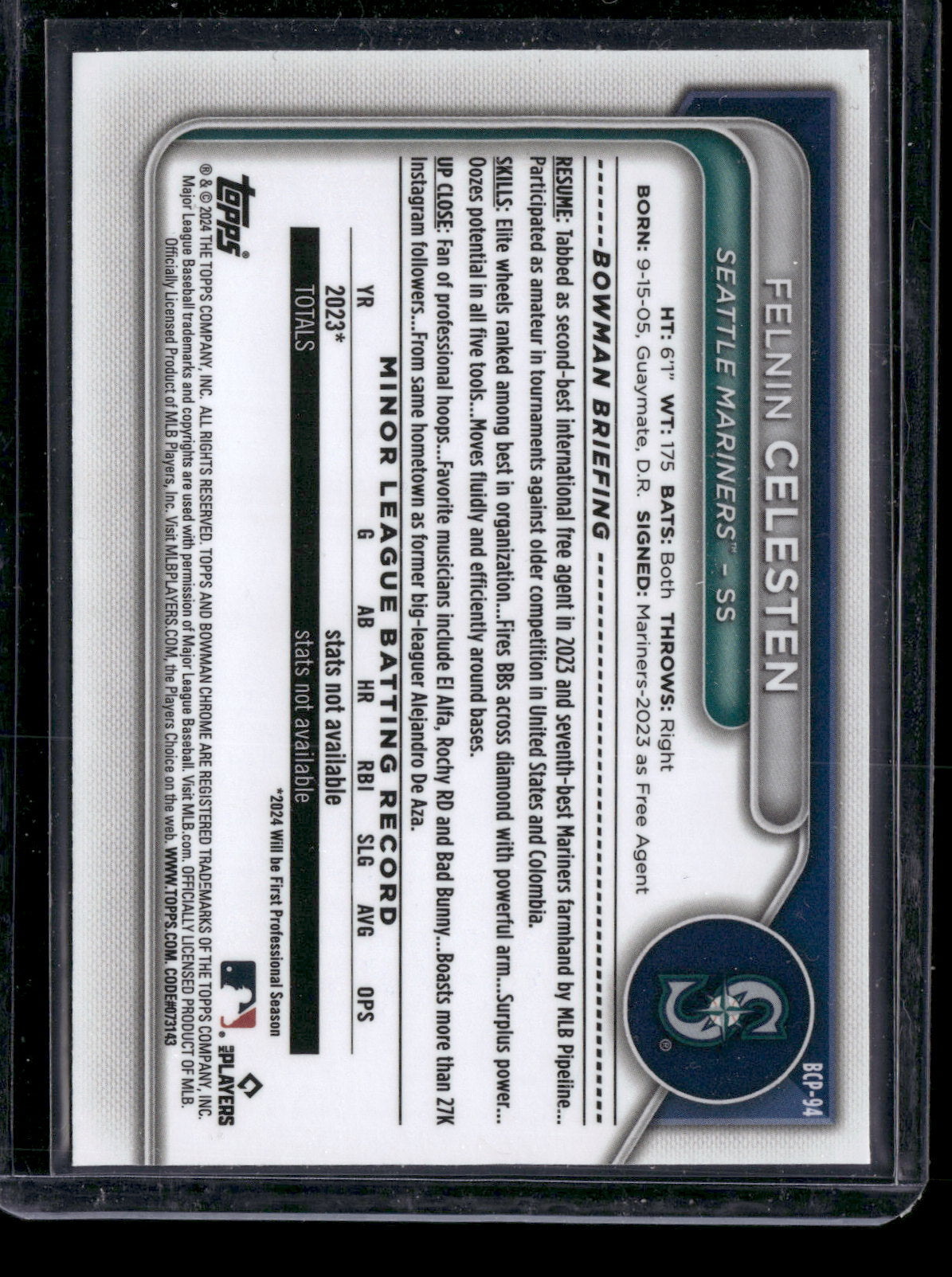 2024 Bowman Chrome Felnin Celesten #BCP-94