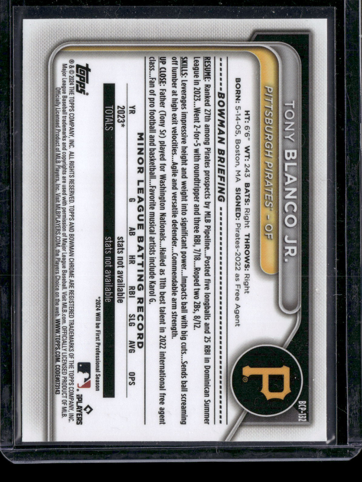 2024 Bowman Chrome Tony Blanco Jr. #BCP-132