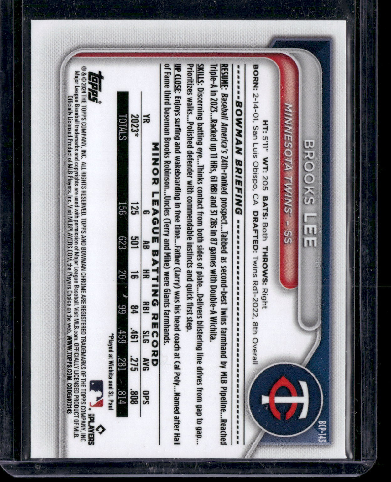 2024 Bowman Chrome Brooks Lee #BCP-143