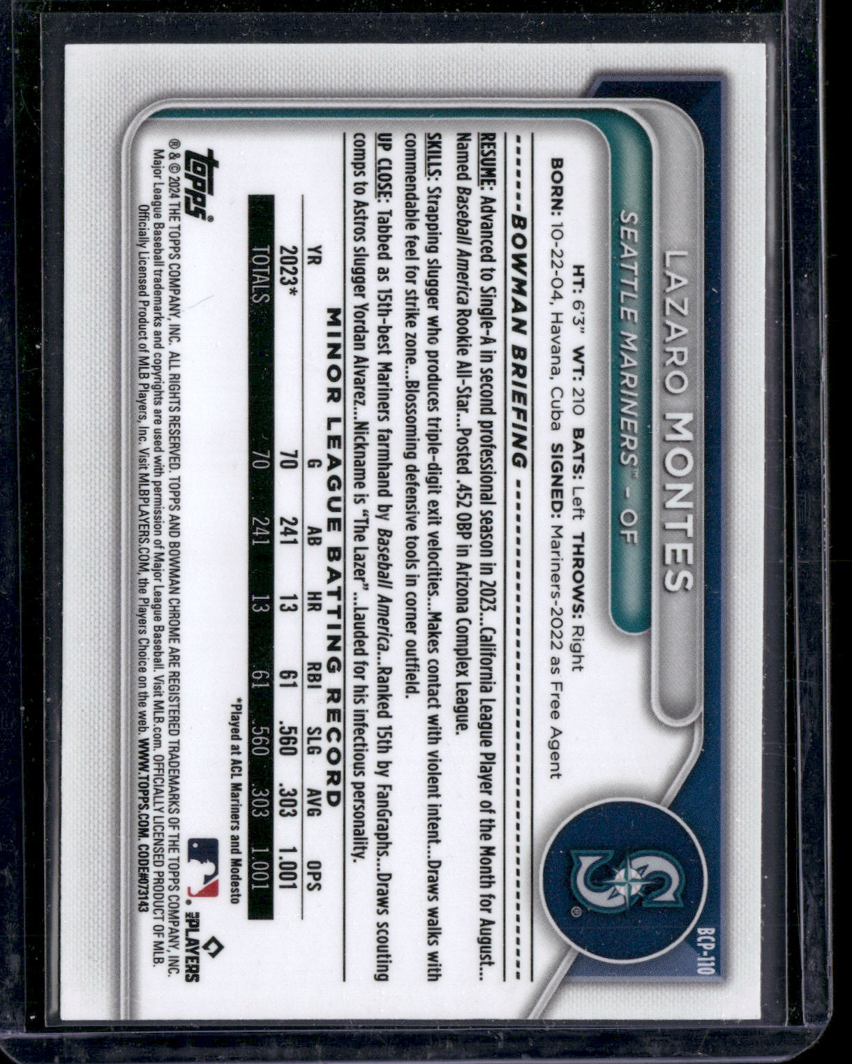 2024 Bowman Chrome Lazaro Montes #BCP-110