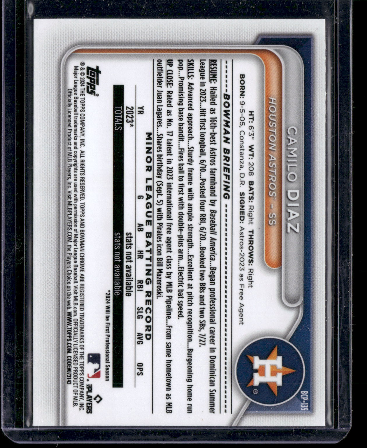 2024 Bowman Chrome Camilo Diaz #BCP-135