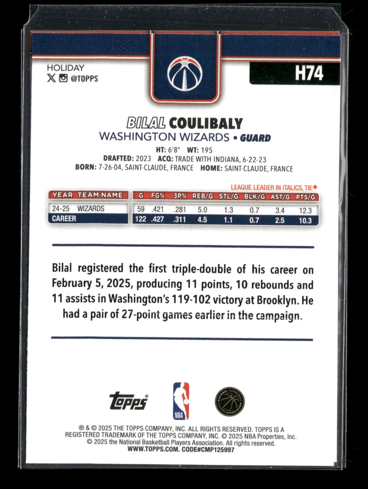 2025-26 Topps Holiday Basketball Shaedon Sharpe #H74