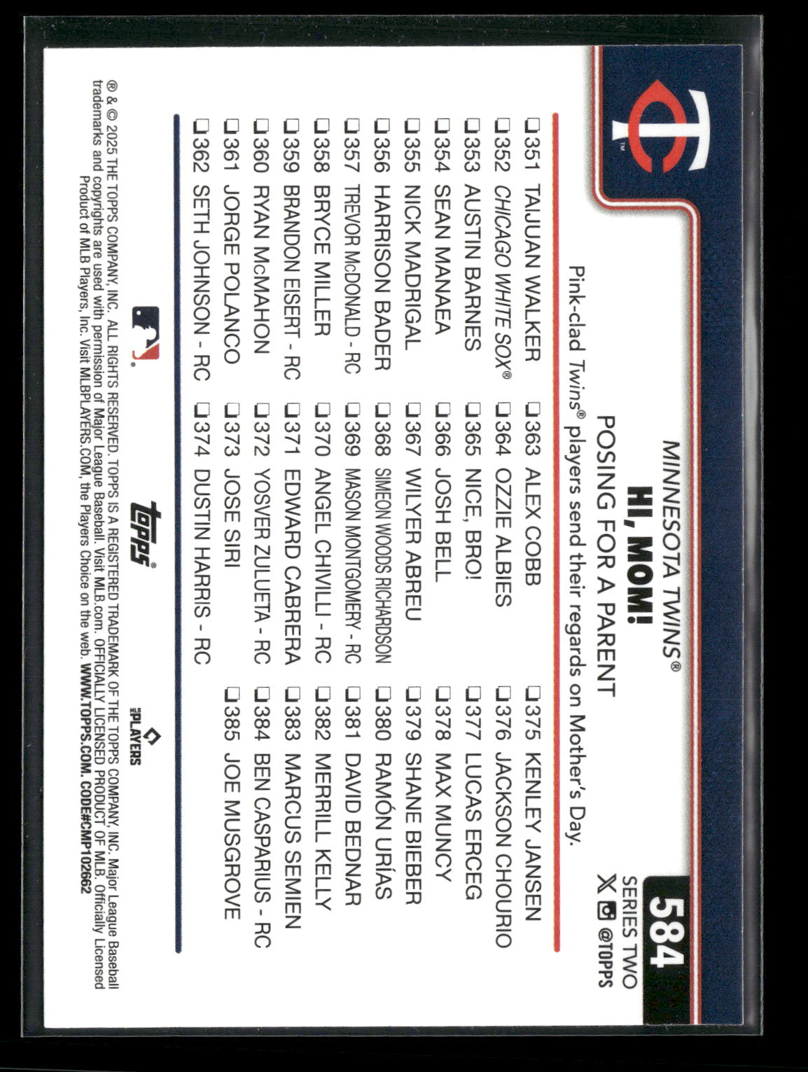 2025 Topps Series 2 Baseball Minnesota Twins #584