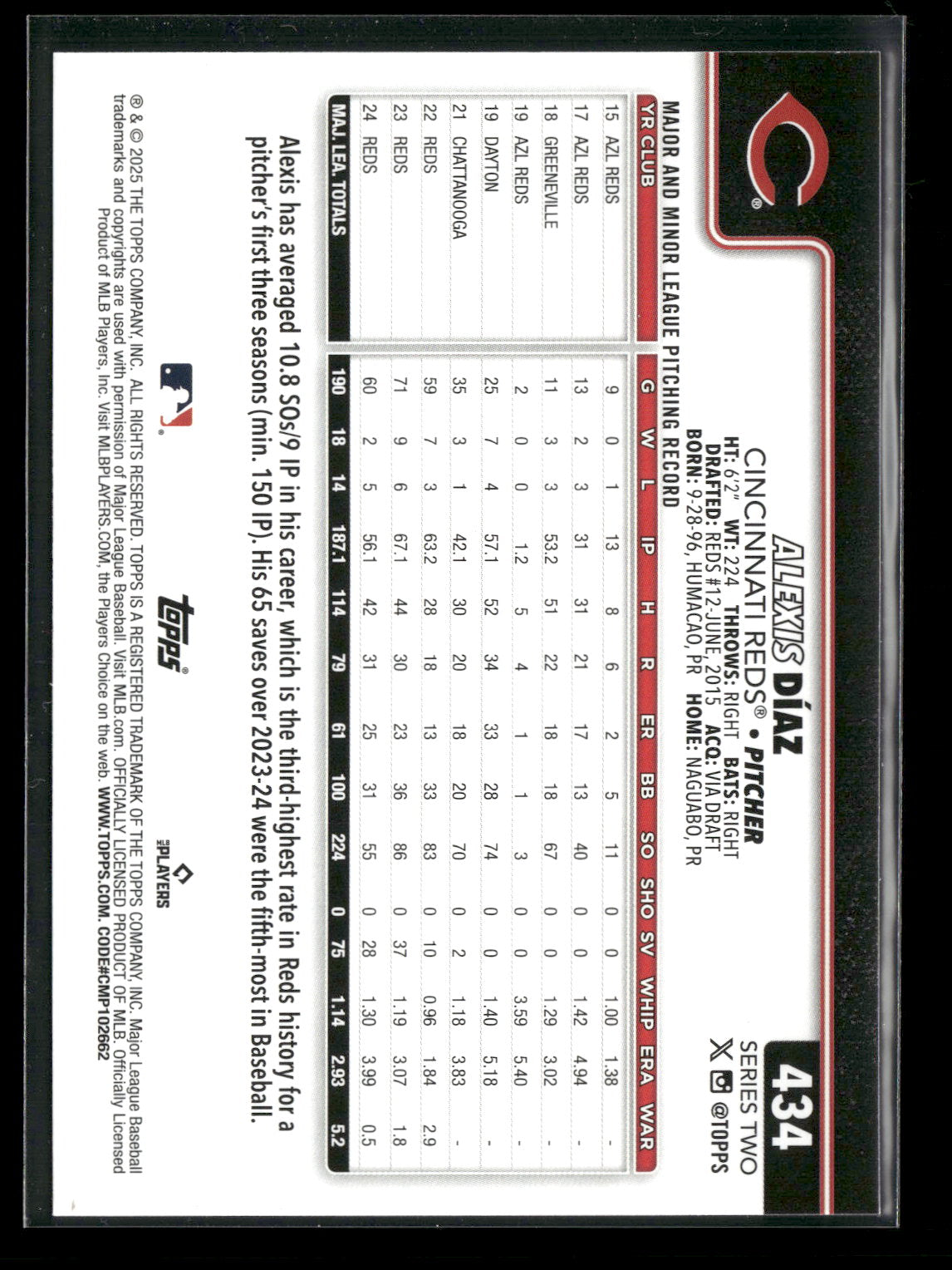 2025 Topps Series 2 Baseball Alexis Díaz #434