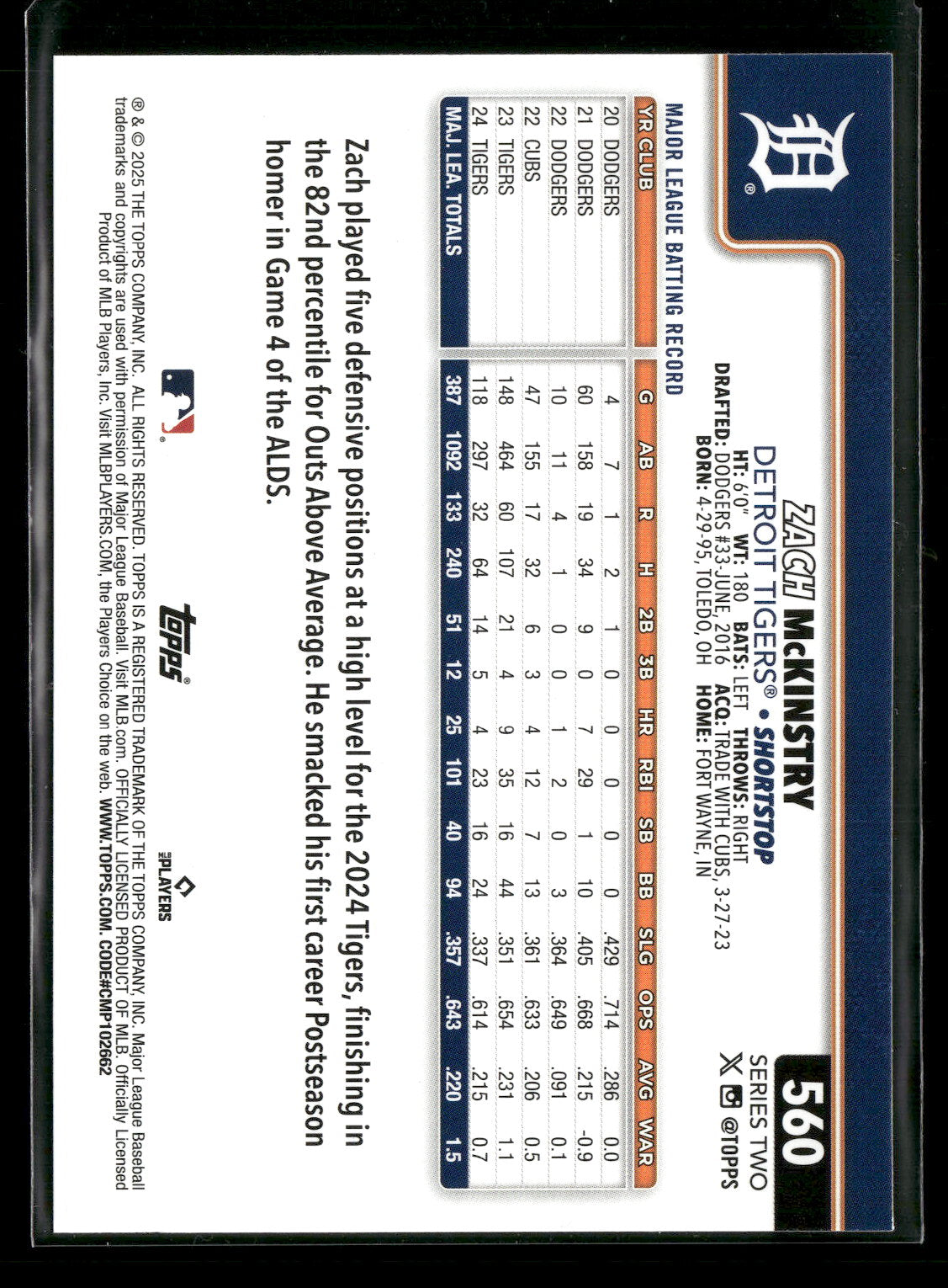 2025 Topps Series 2 Baseball Zach McKinstry #560