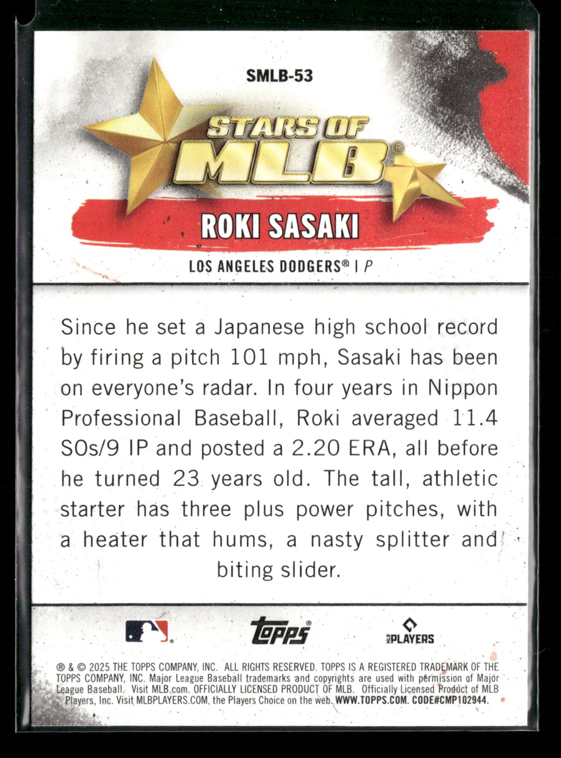 2025 Topps Stars of MLB Roki Sasaki #SMLB-53 RC